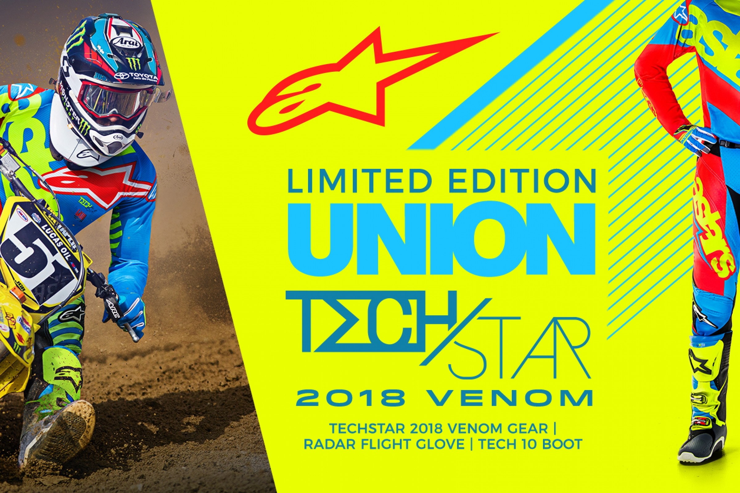 Alpinestars 2018 Adults Techstar Venom Motocross MX Jersey Ltd Edition Union