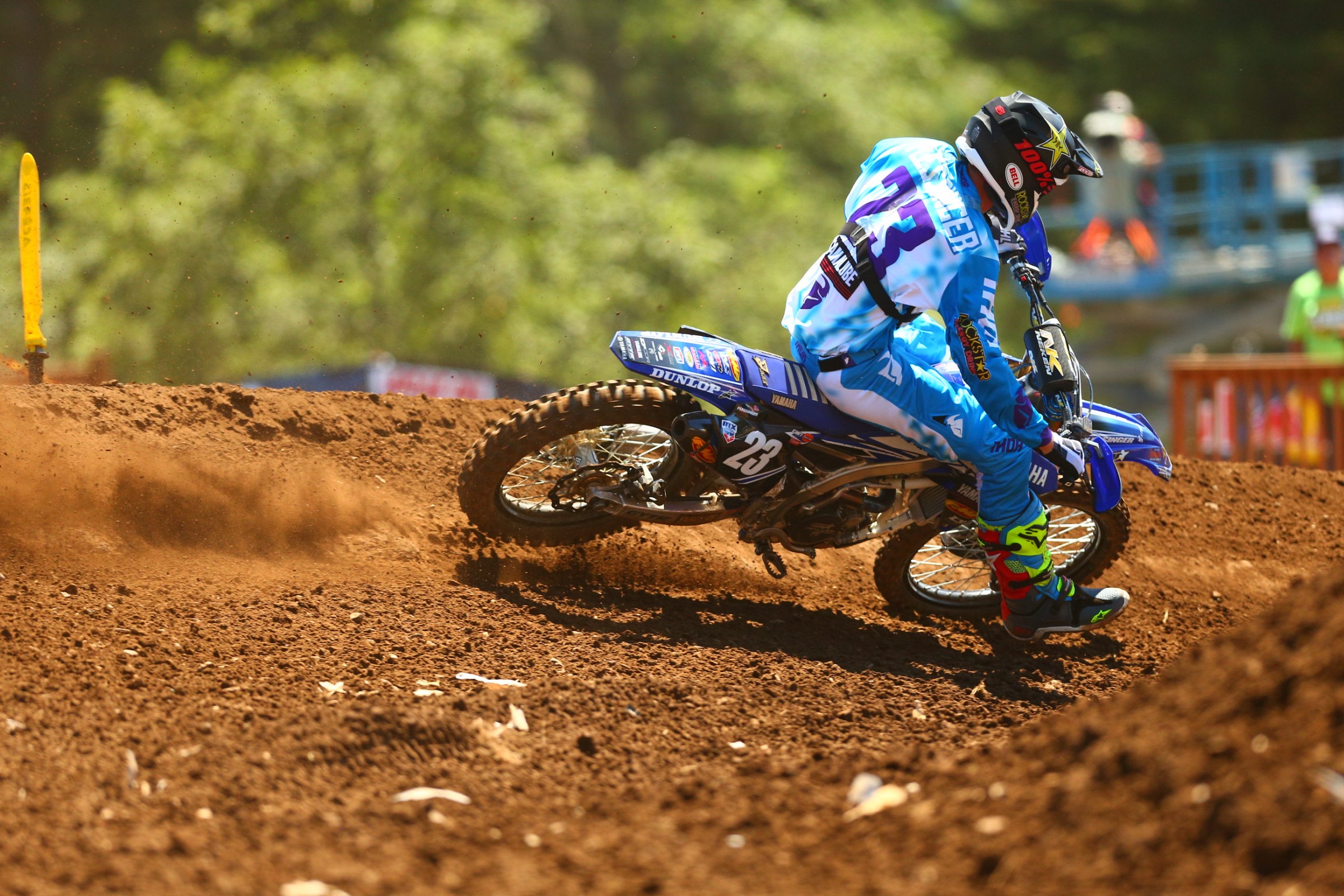 Aaron Plessinger won the first moto but went down in the second while attempting to put a move on Zach Osborne.