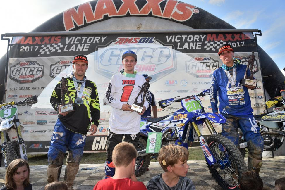 XC2 250 Pro Podium: (2) Craig Delong, (1) Josh Toth, (3) Layne Michael.