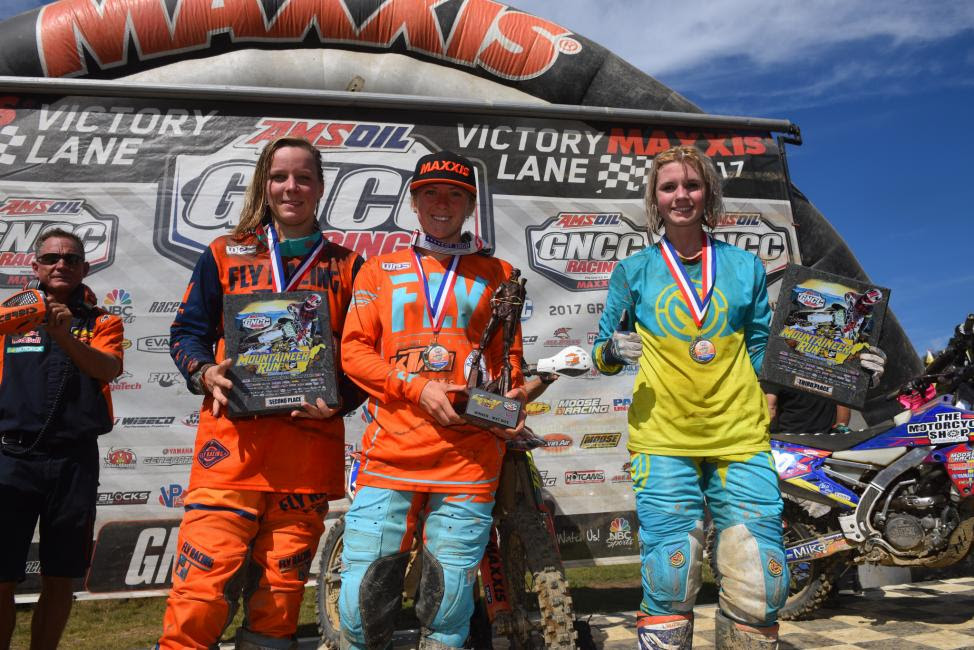 10 a.m. Overall Podium: (2) Mackenzie Tricker, (1) Becca Sheets, (3) Brooke Cosner.