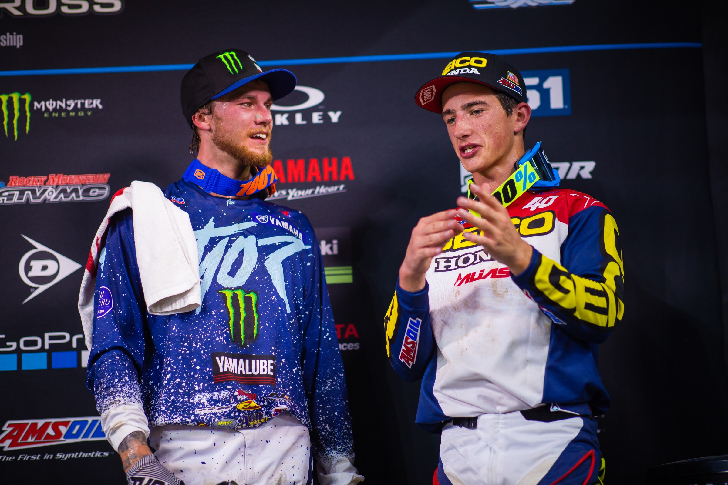 Sexton (right) talks with Aaron Plessinger.