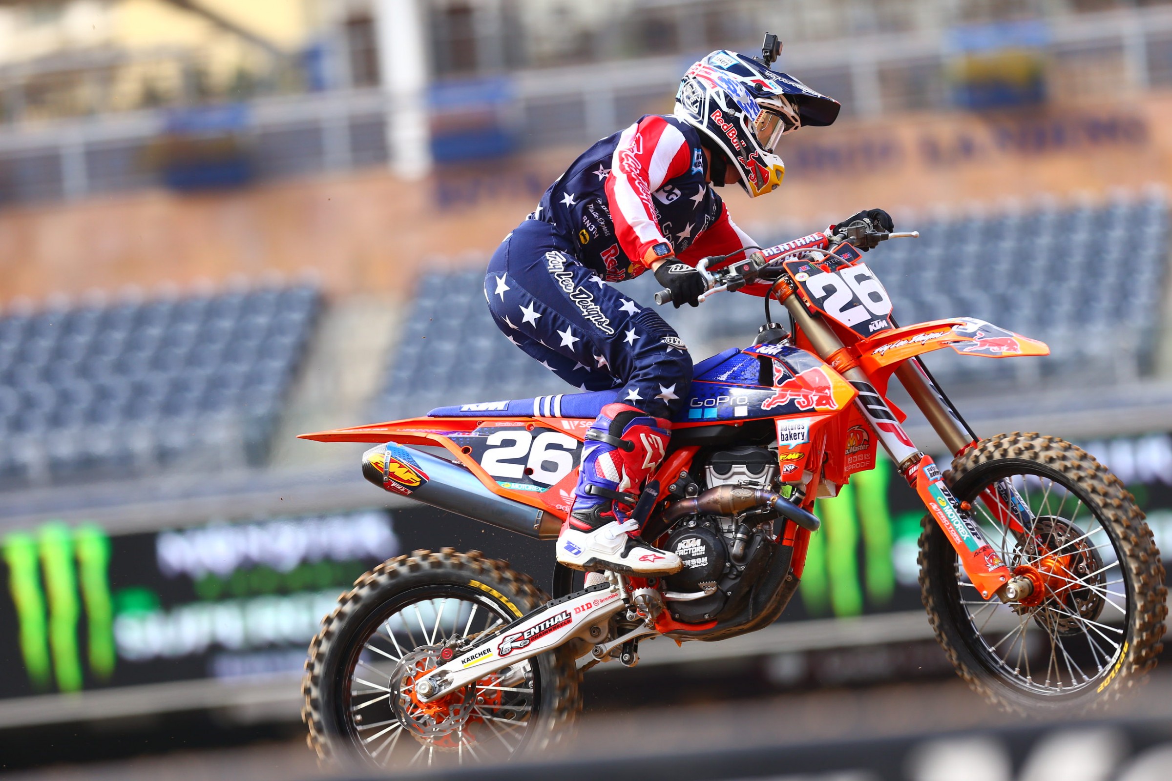 The TLD/Red Bull KTM riders are sporting some patriotic gear today.