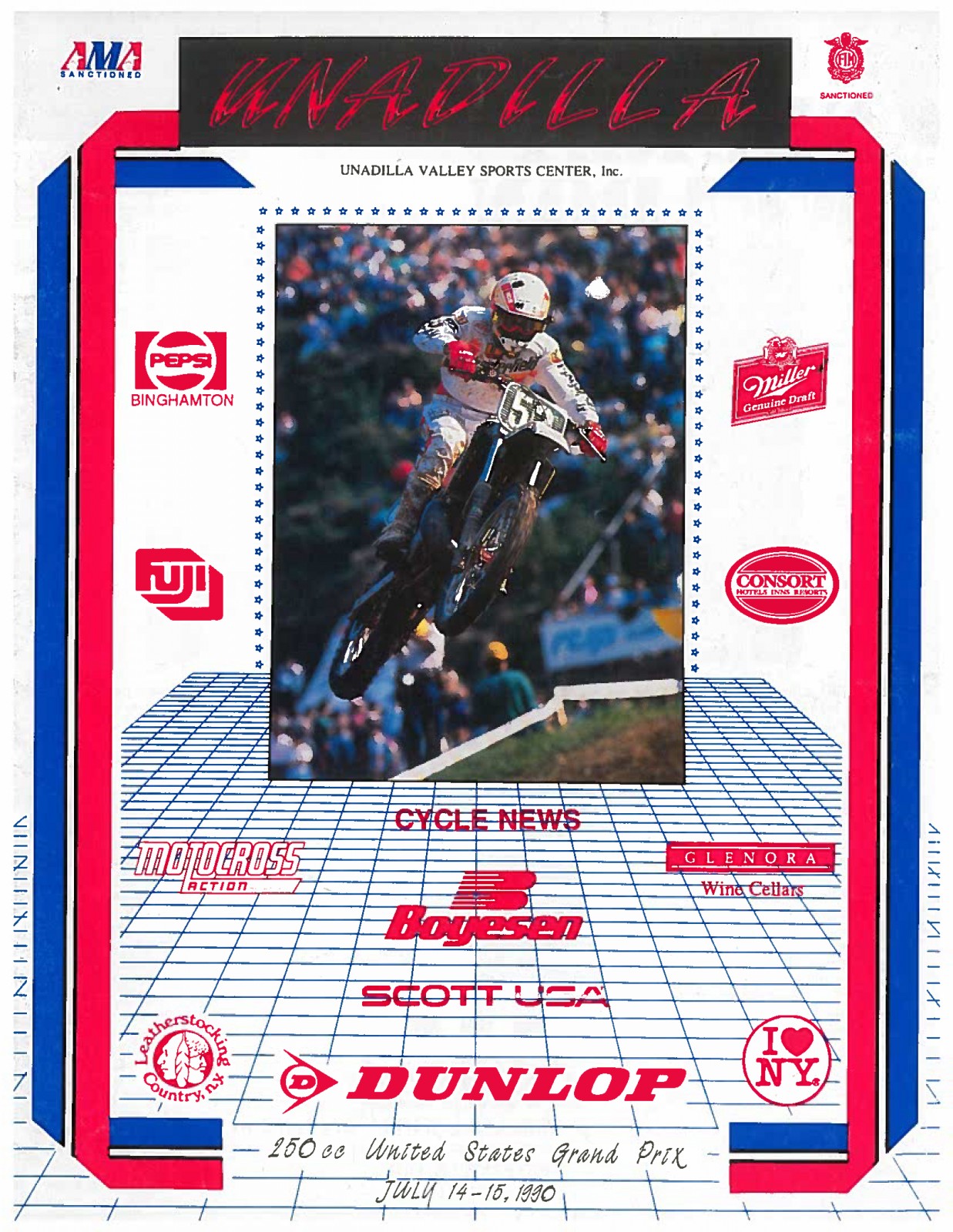 Trampus Parker makes the cover of the program for the 250cc USGP.