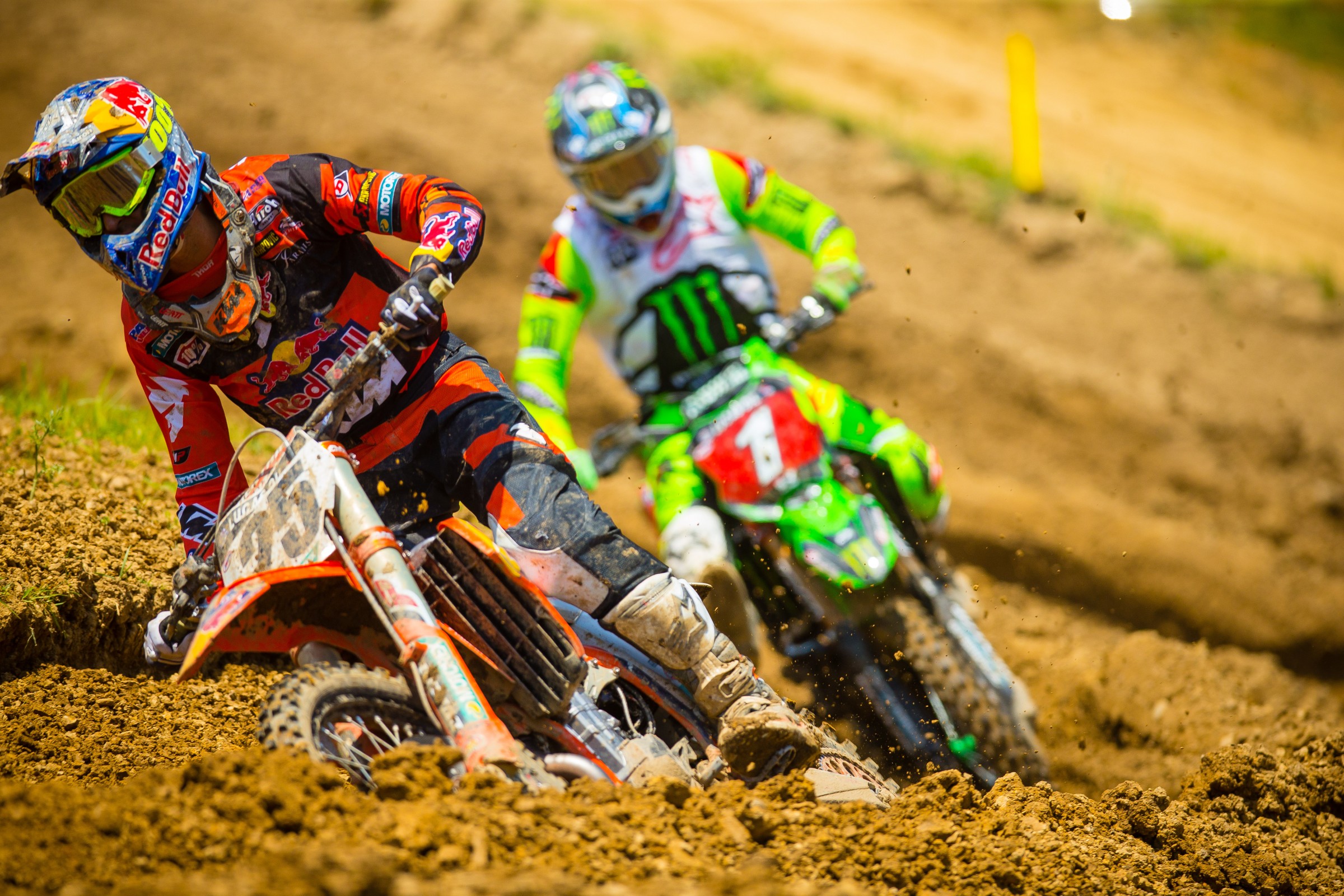 Musquin was off the pace at the first few rounds, but then took the win in the first High Point moto, breaking Tomac's moto-win streak.