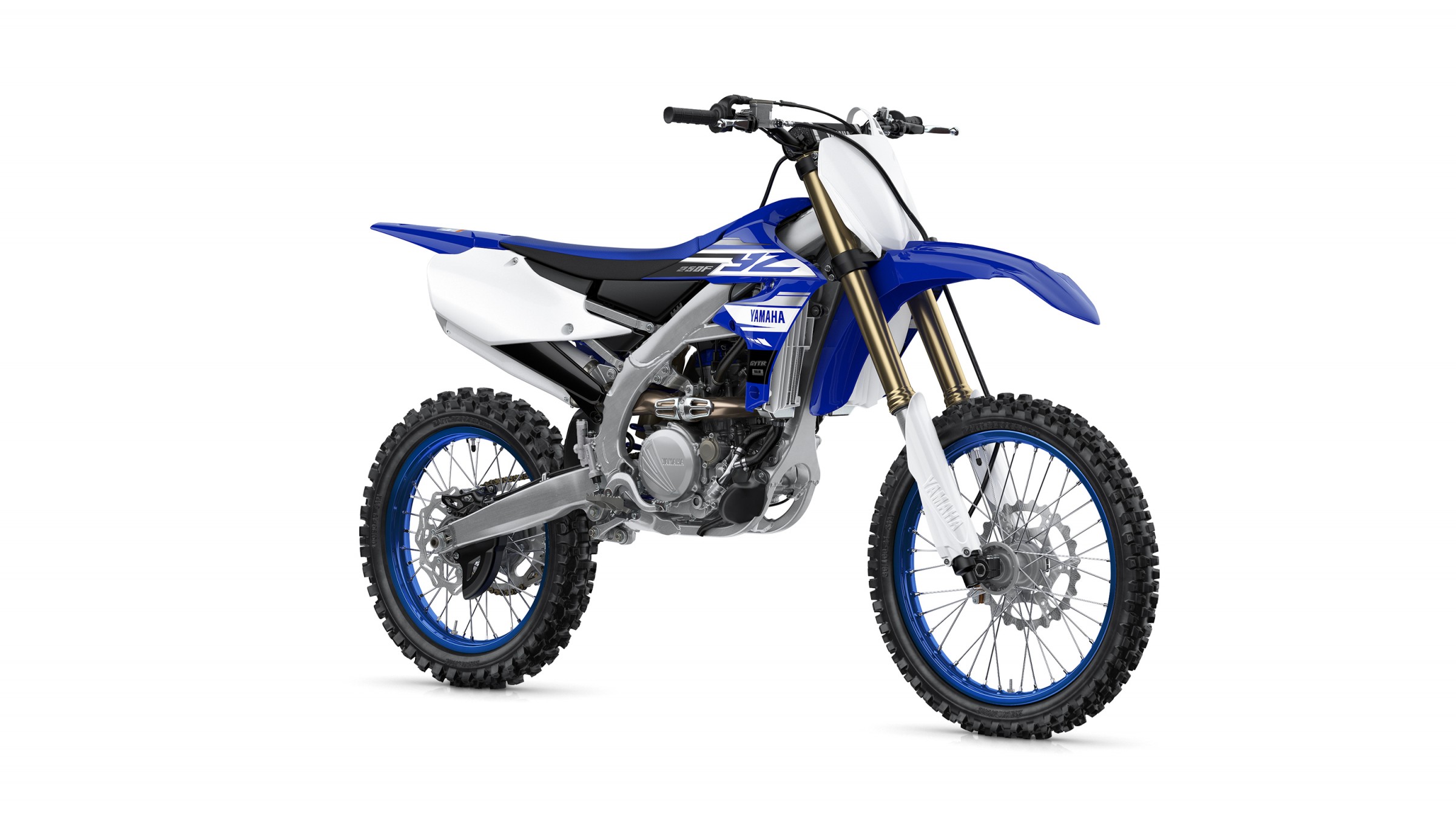 Yamaha's redesigned YZ250 (blue)