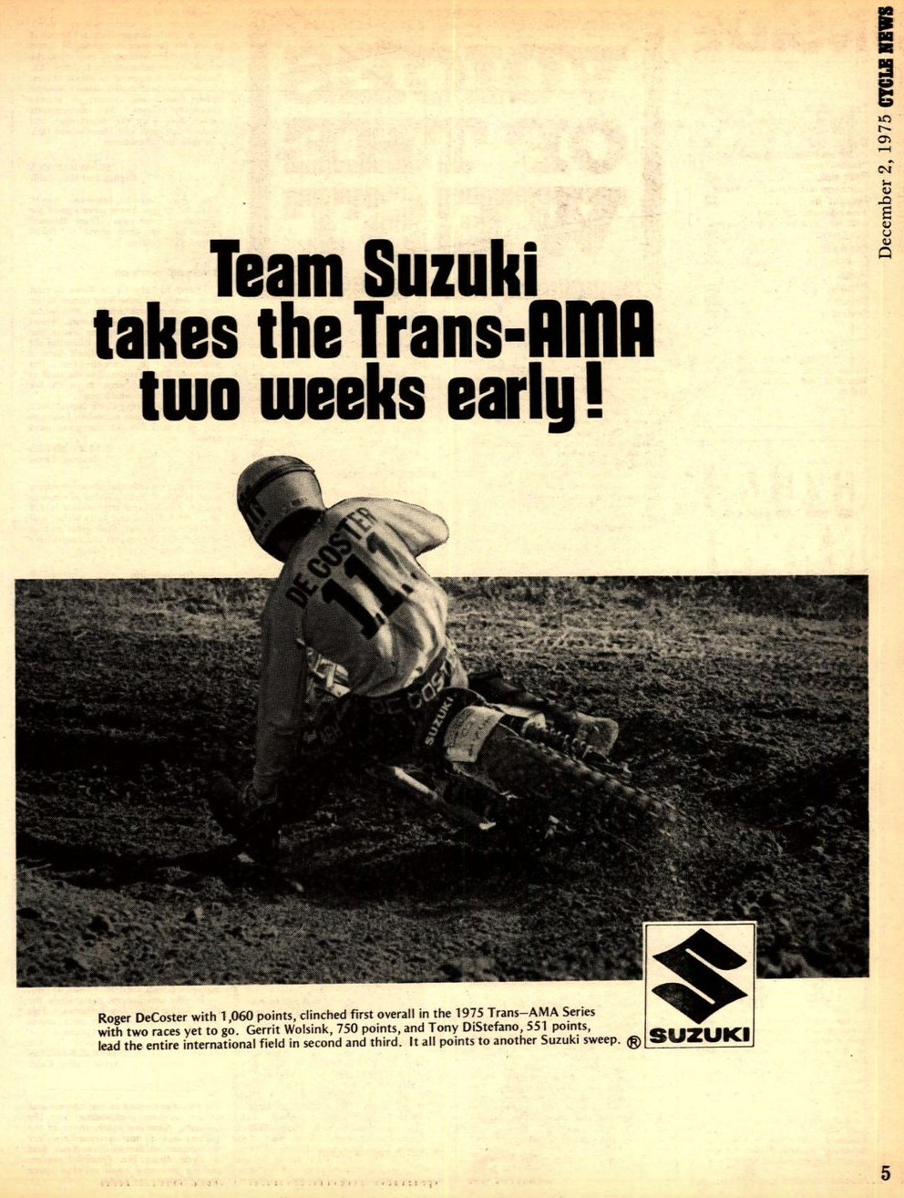 Suzuki win ad for Roger DeCoster.