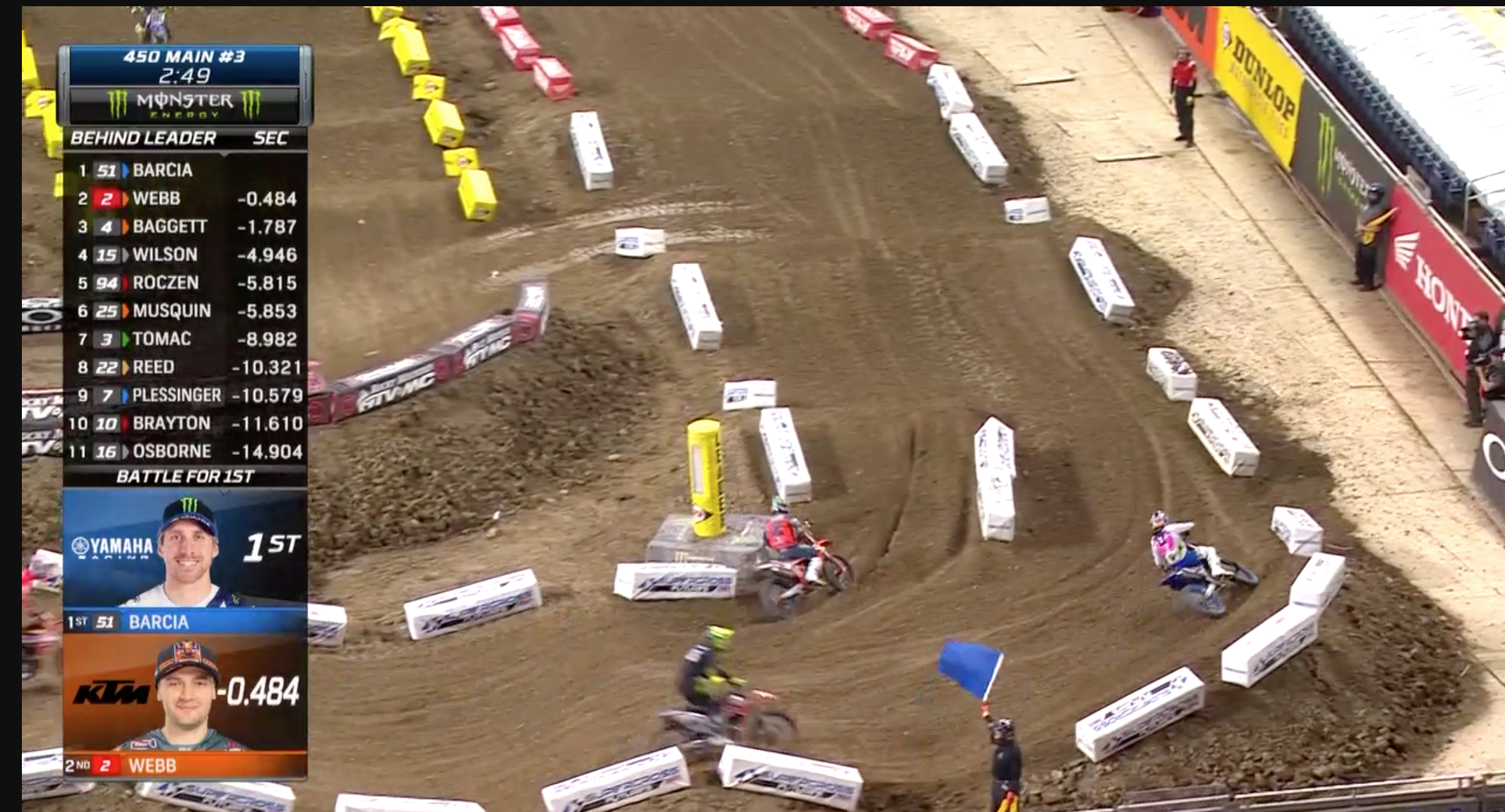Barcia does go back outside! And Webb jumps back inside.