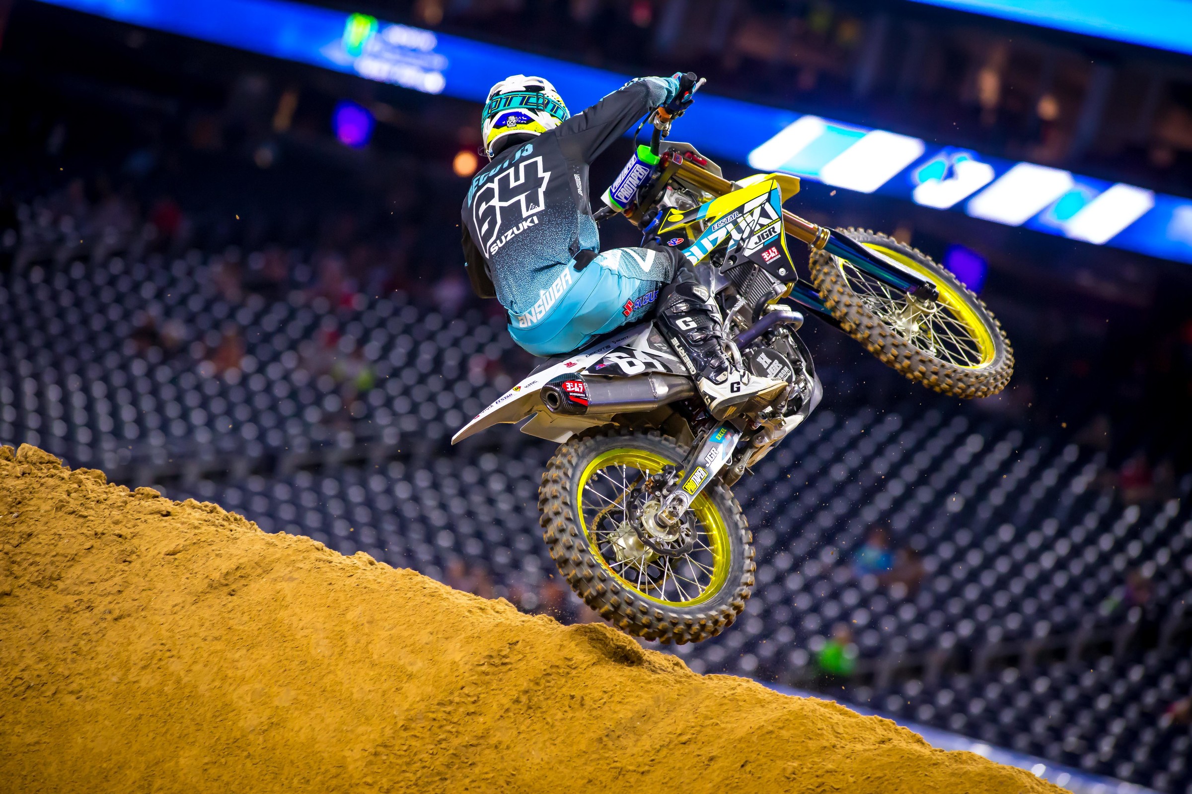 Jimmy Decotis took what looked like a hard crash in a flat turn late in the second qualifier. He was able to get back up and ended up seventh fastest.