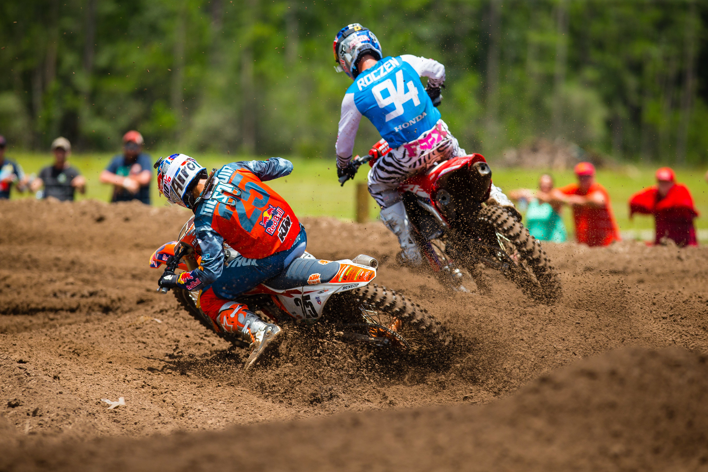 Musquin and Roczen had a heck of a duel in the first moto, with Musquin coming out on top.