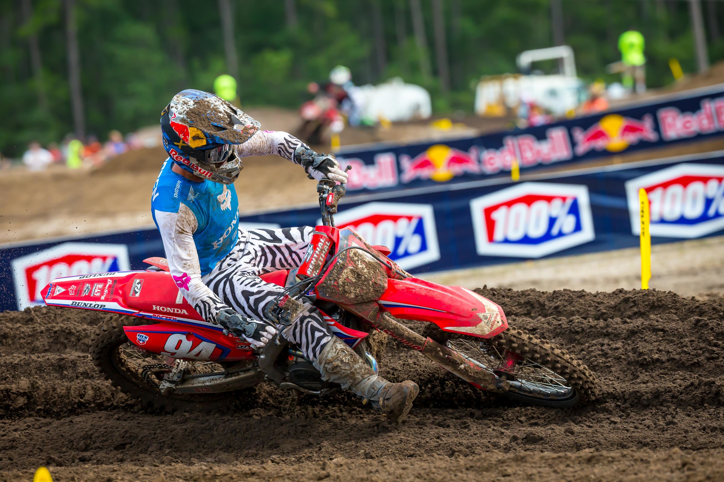 Roczen faded badly in moto two, and his 2-10 scores led him to lose the red plate.