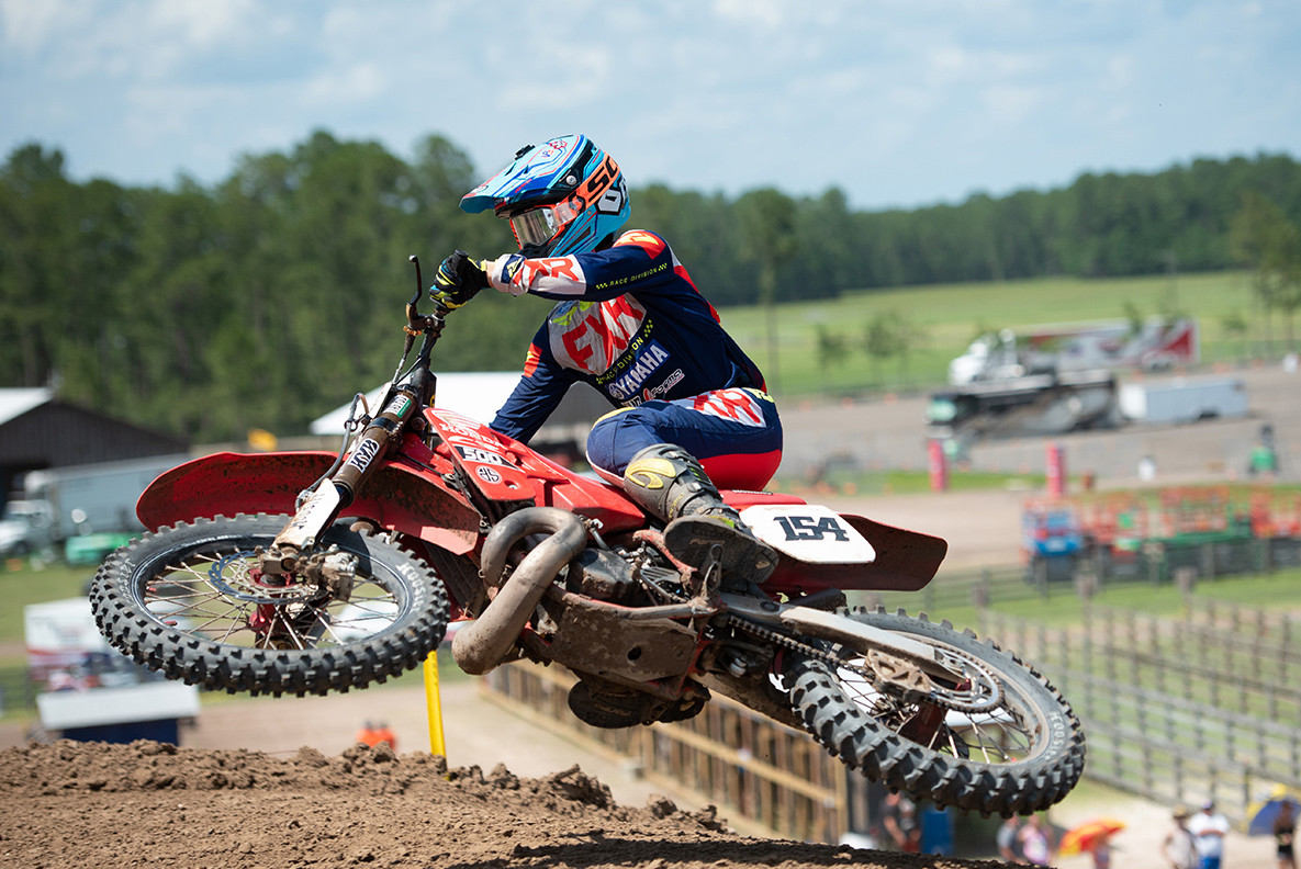 Brandon Scharer styles en route to the win in the 450 A class.
