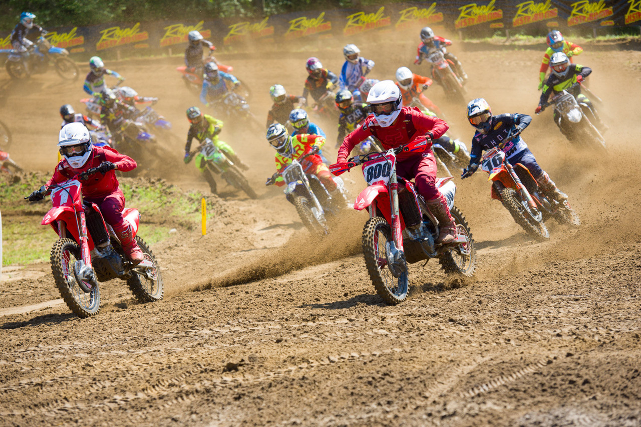 The start of a 450 Class moto at the Gopher Dunes National.