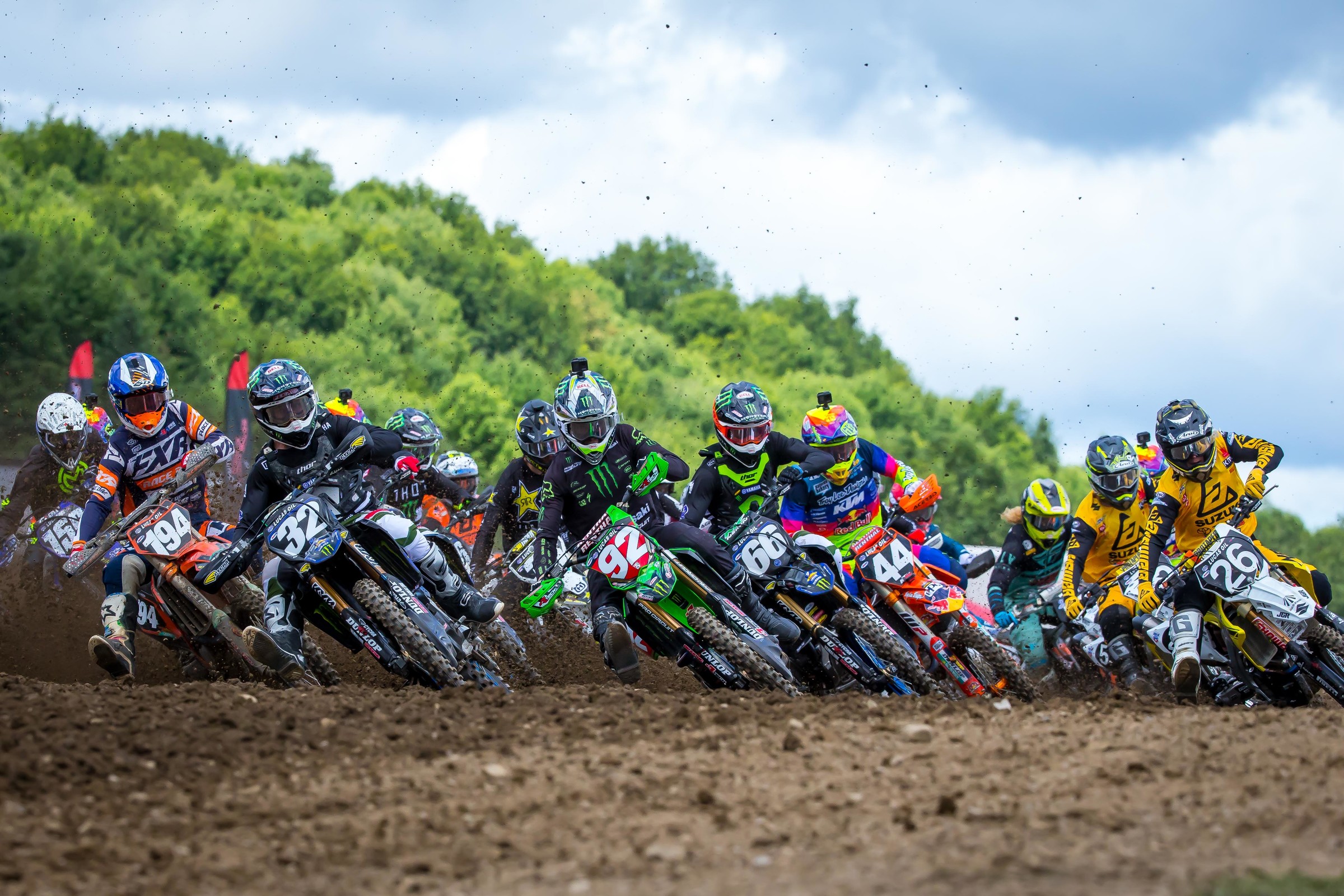 The start of a 250 Class moto at Unadilla MX.