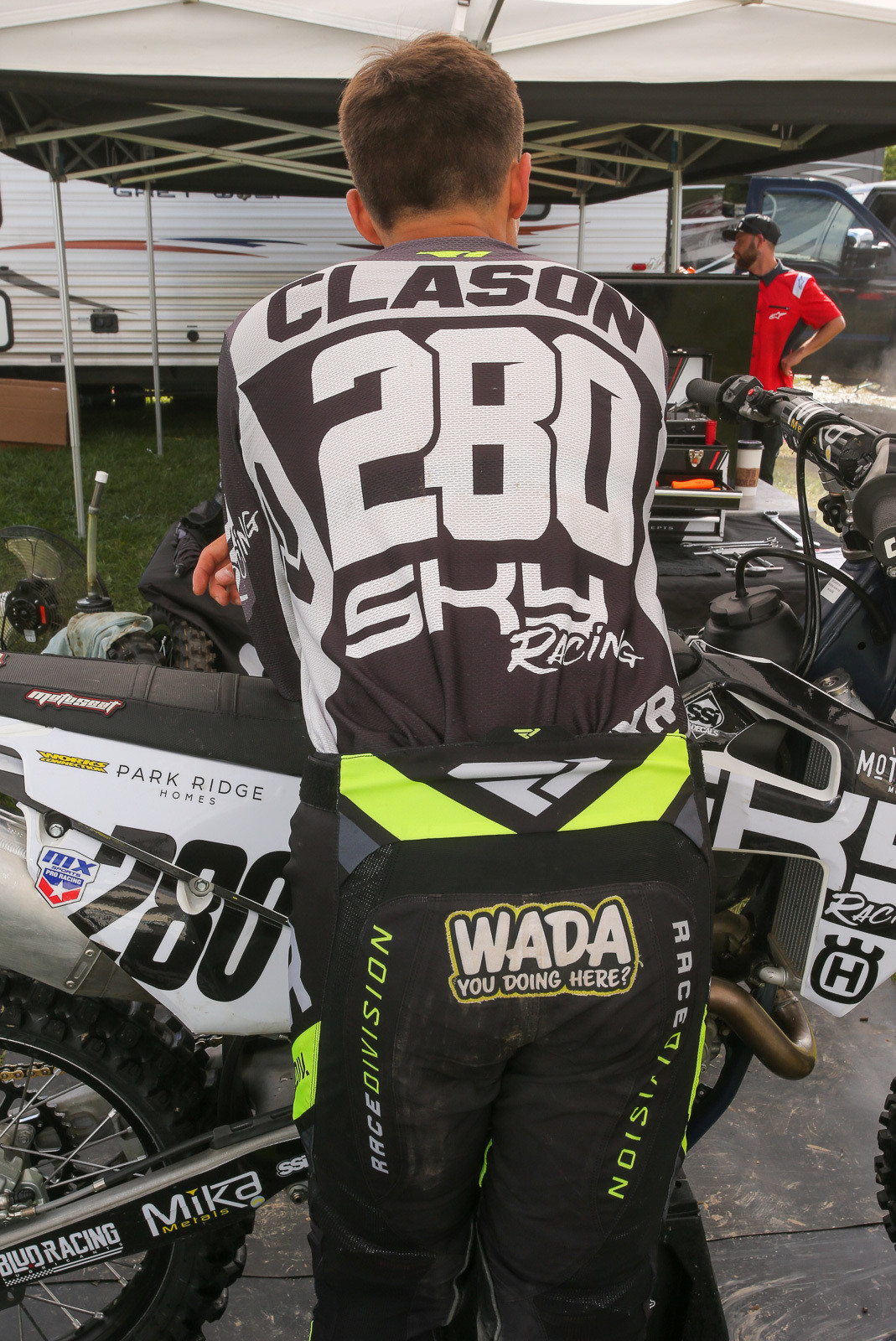 Clason's buttpatch at Unadilla read “WADA YOU DOING HERE?”