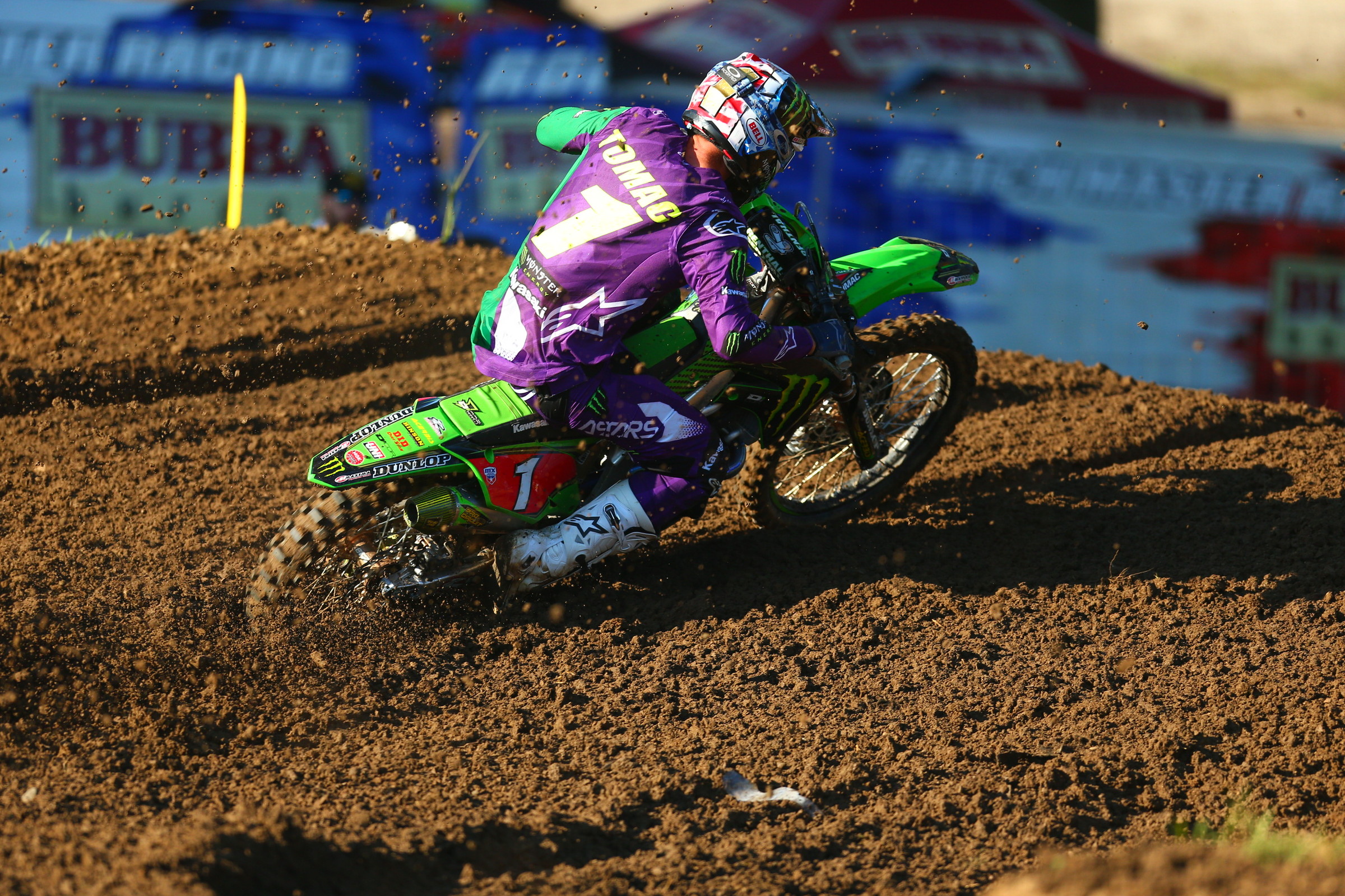 Tomac finished the first moto in third.