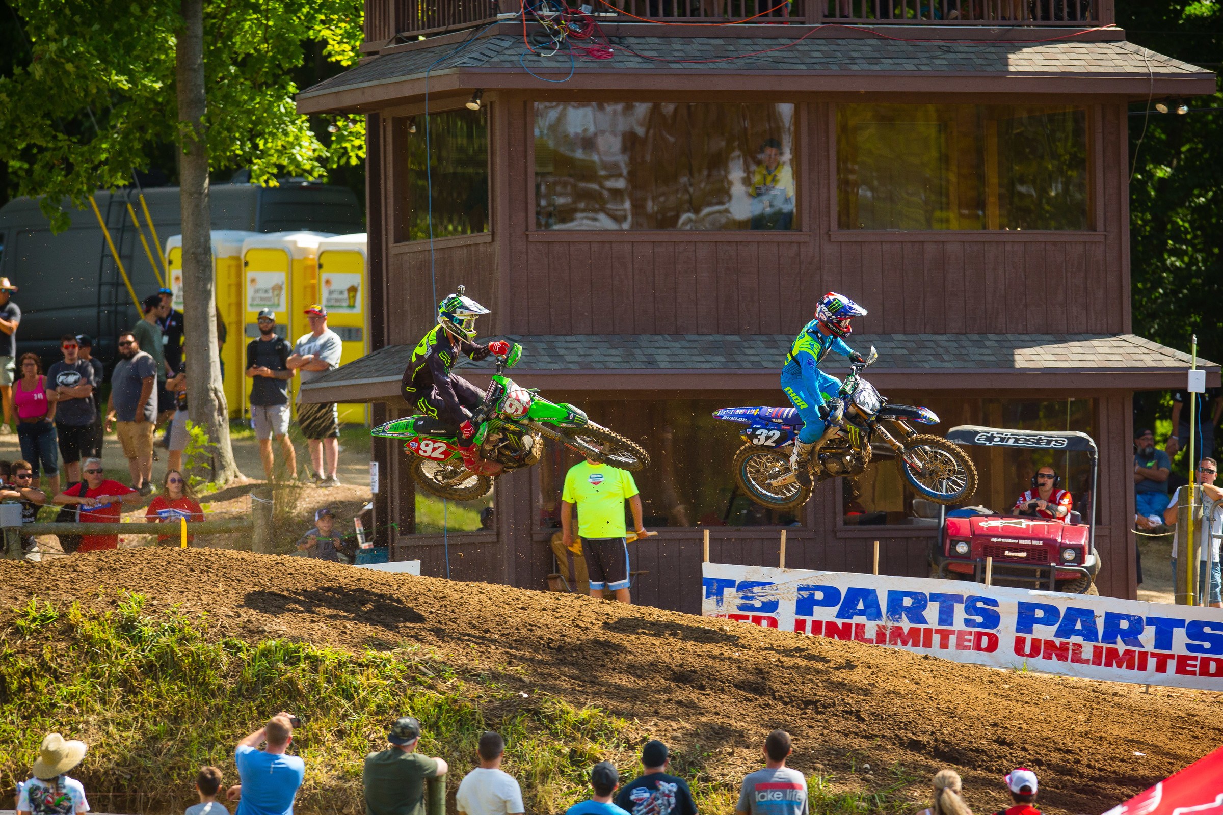 Cianciarulo and Cooper in the section following the finish line.