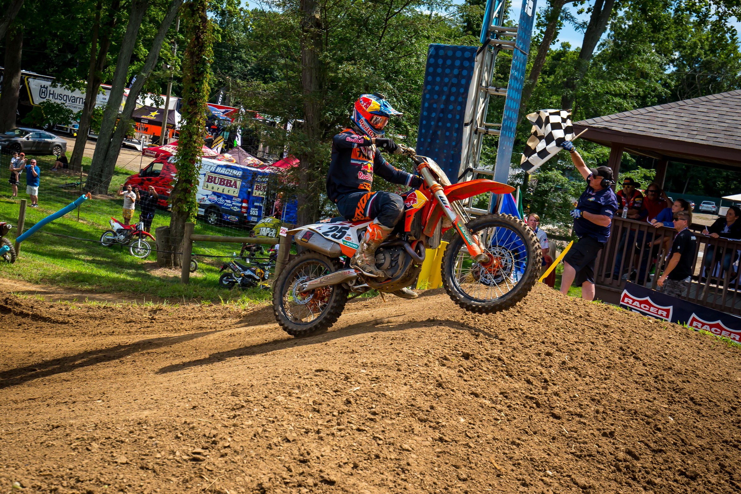 Musquin taking the checkered flag in the first moto.