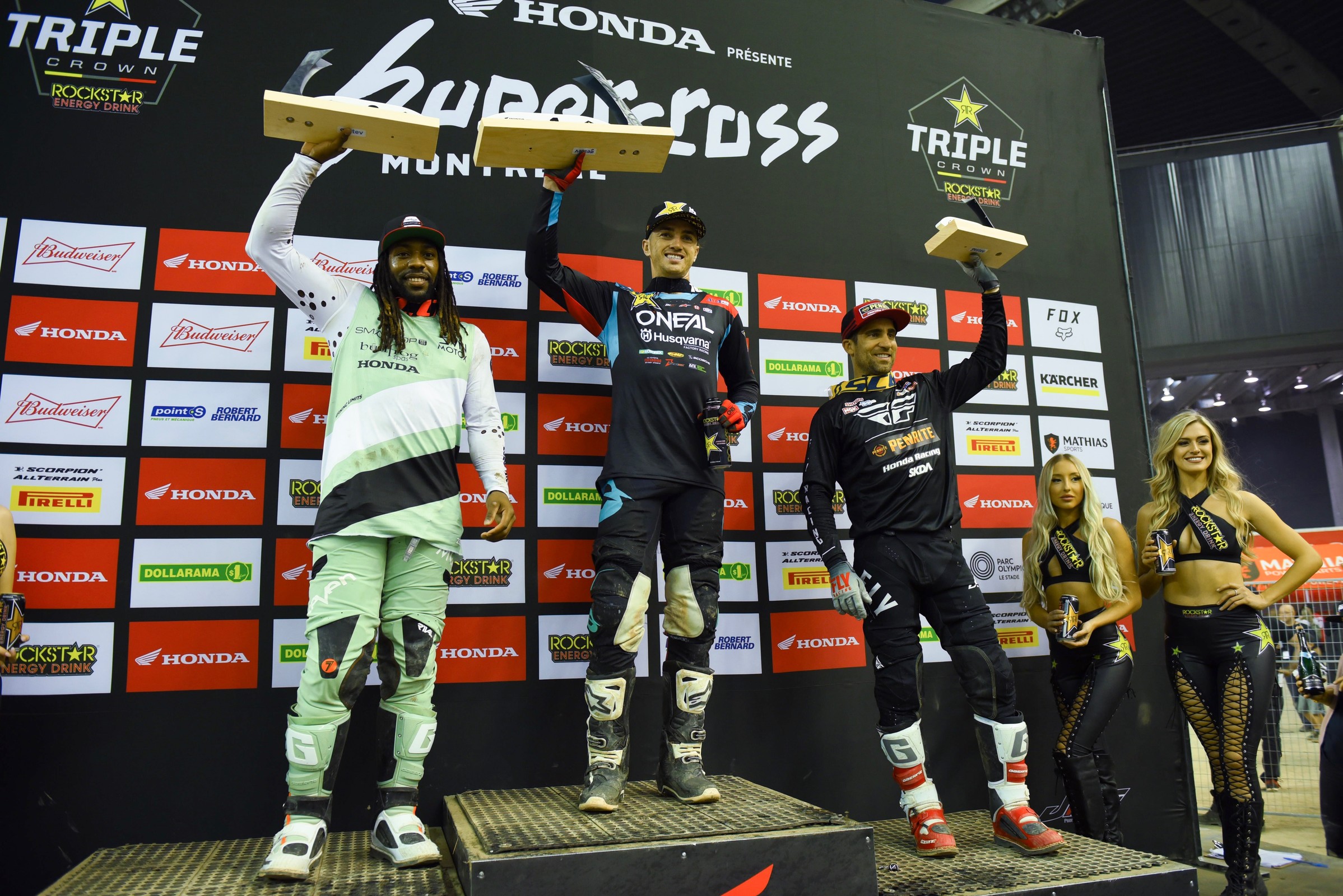 The 450SX overall was Wilson (center), Stewart (left), and Brayton (right).