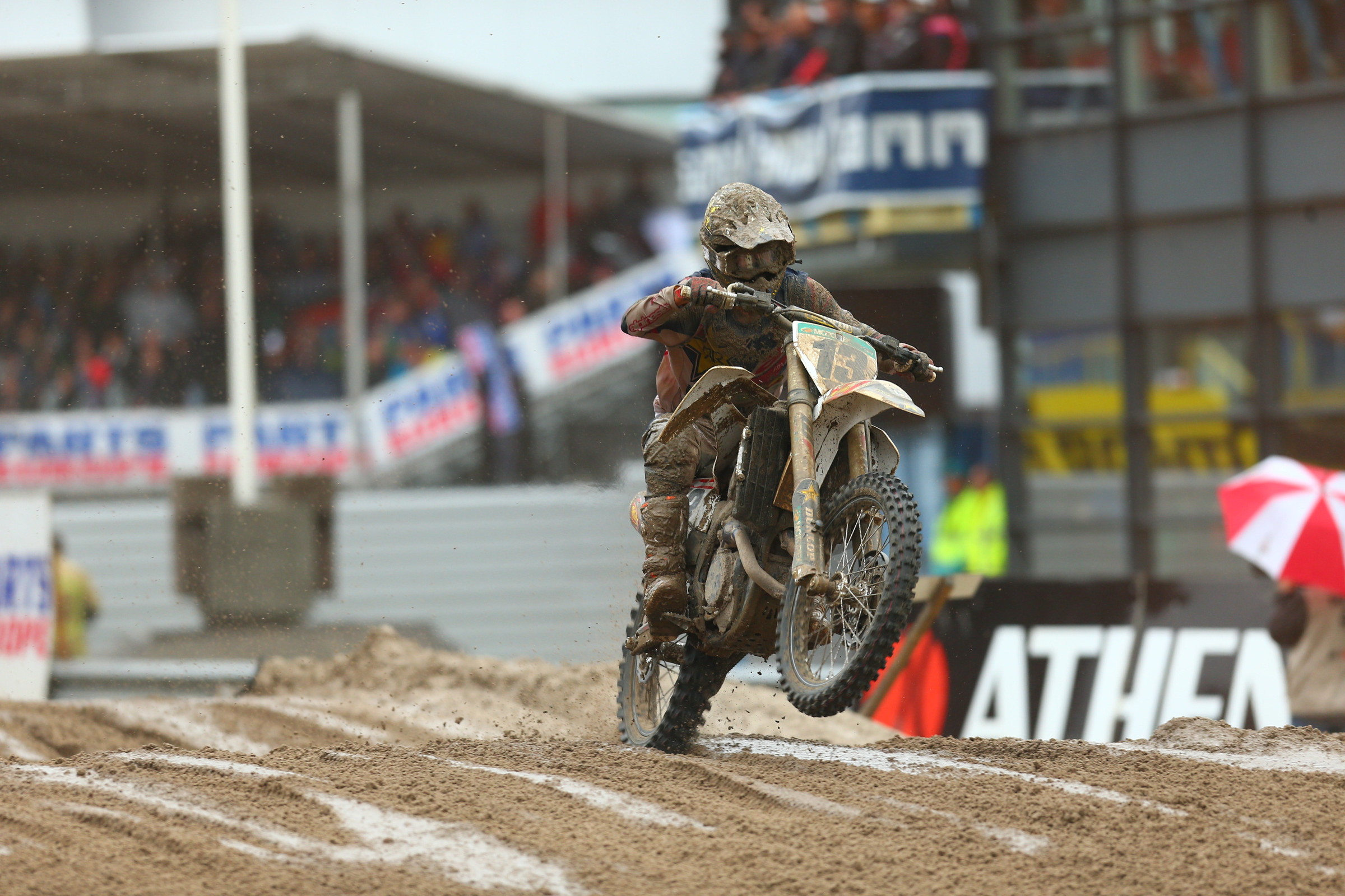 The crash between Anderson and Cooper left both bikes and riders banged up.