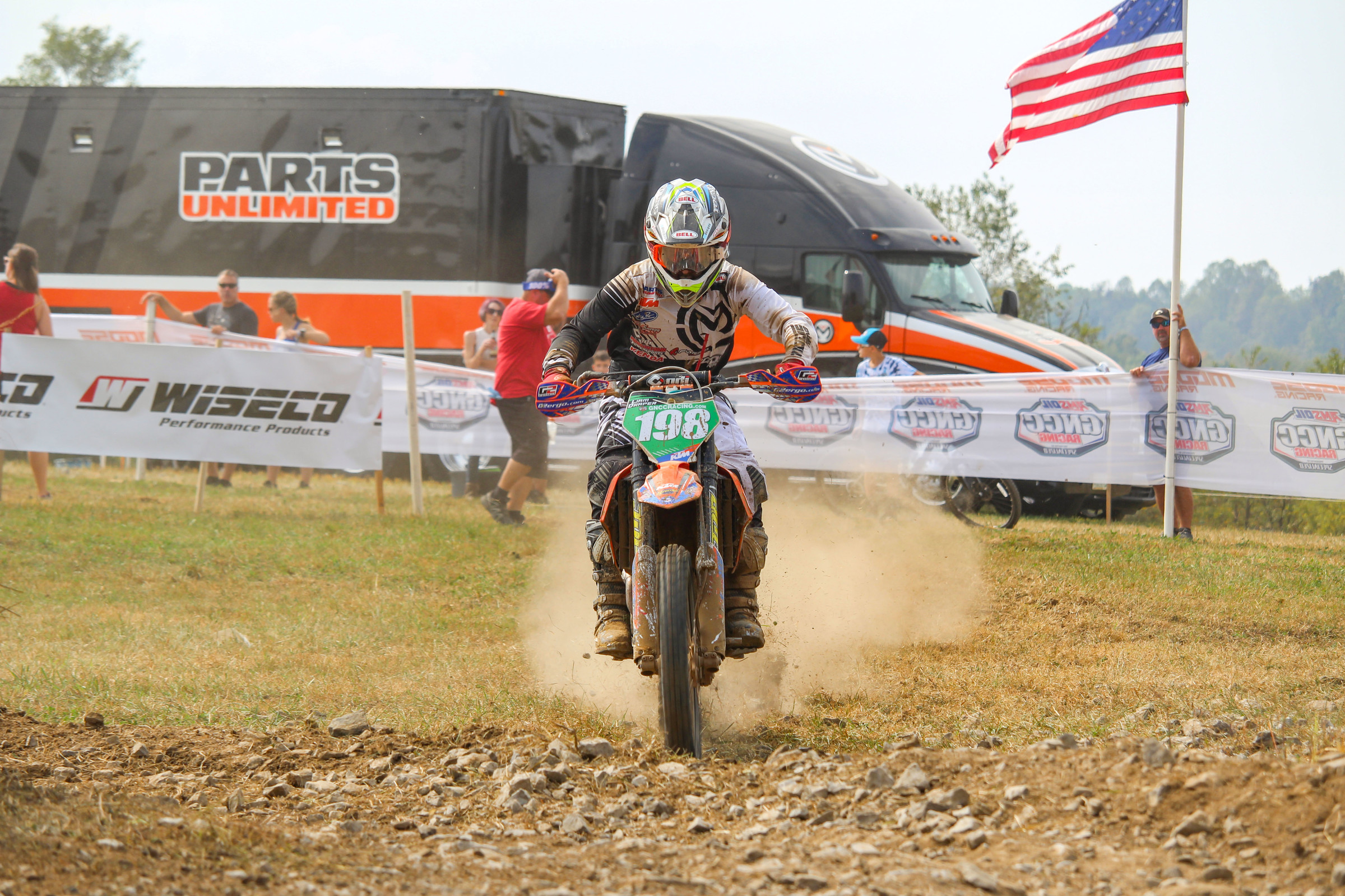 Draper heading for the woods as he leaves the pits.