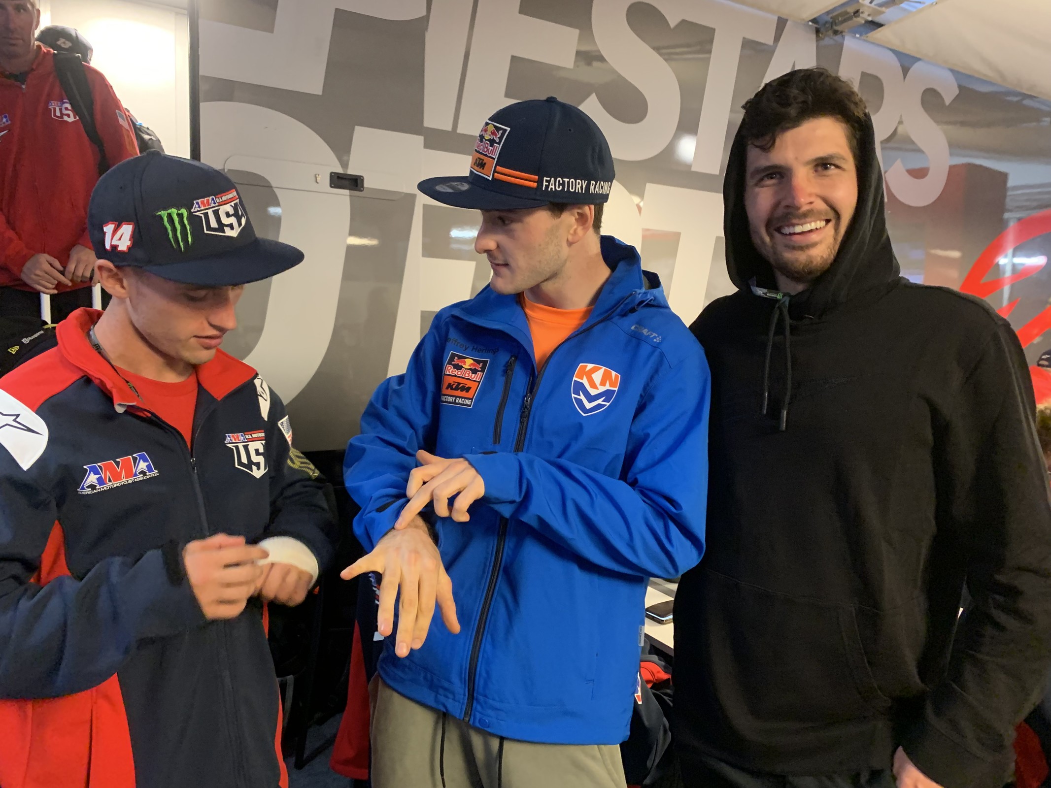 Justin Cooper, Jeffrey Herlings, and Jason Anderson in the Alpinestars rig.