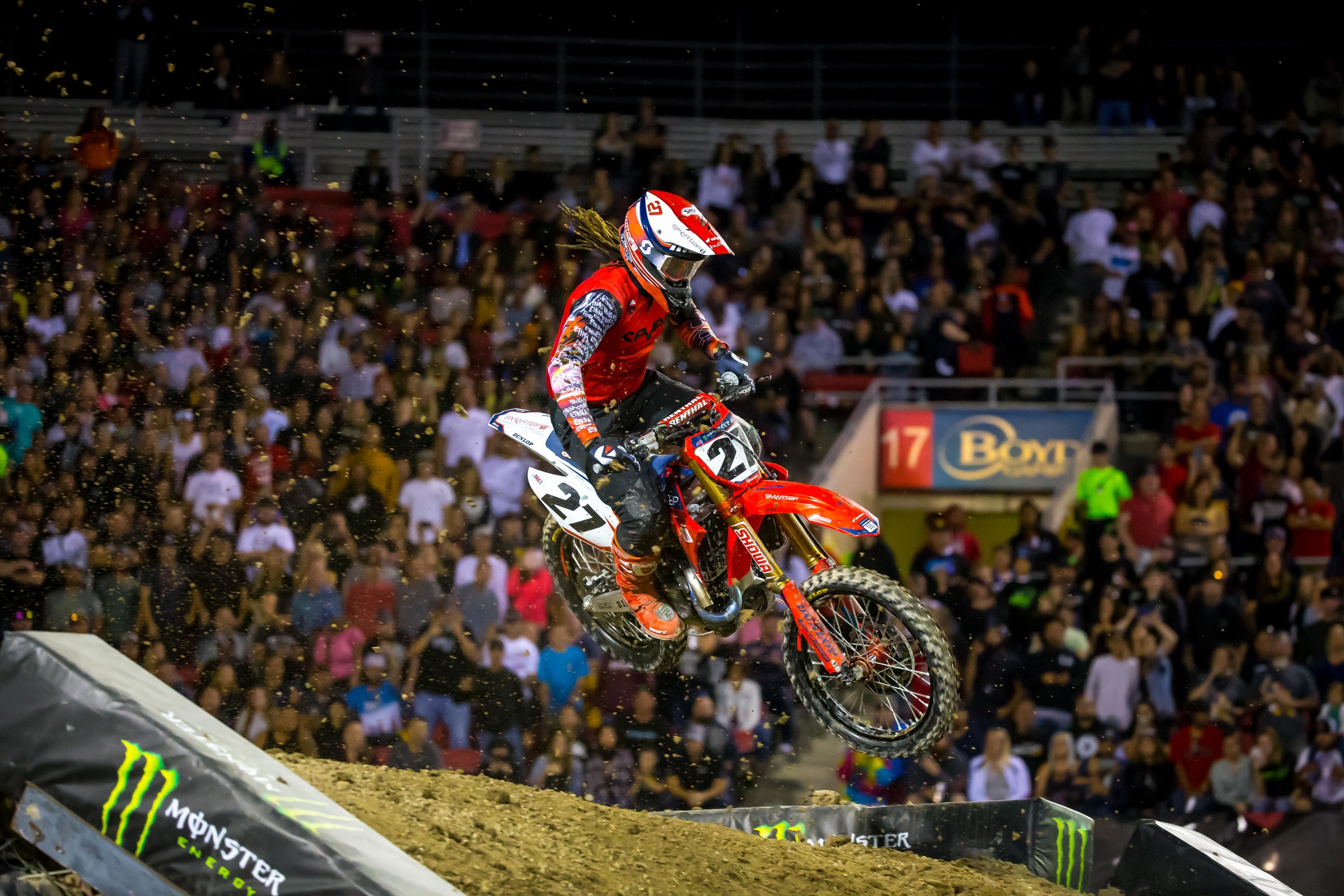 Malcolm Stewart finished 3-1-3 for third overall in his return to racing in the U.S.