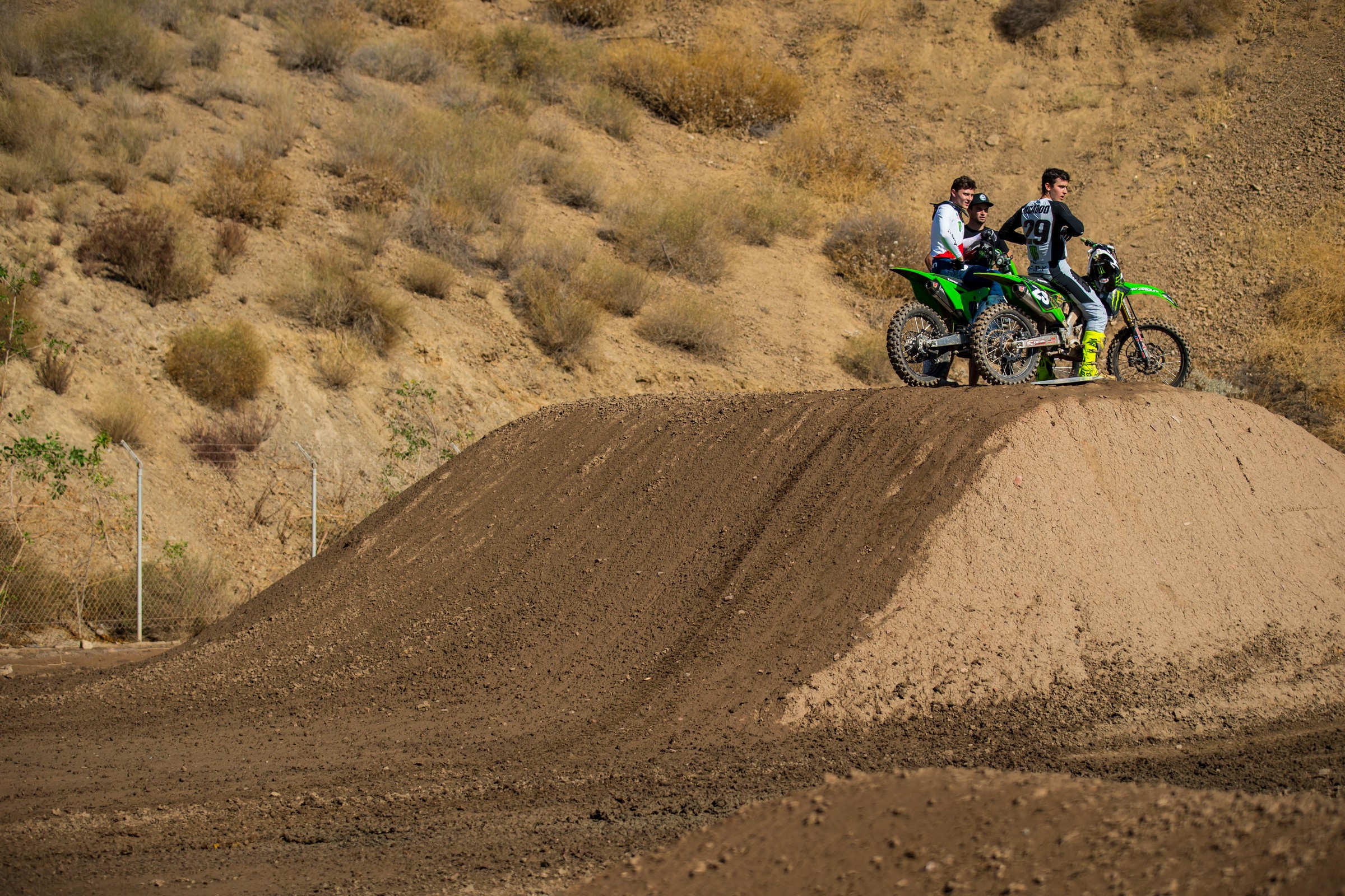 Sanayei practicing supercross with new Monster Energy/Pro Circuit Kawasaki rider Cameron McAdoo.