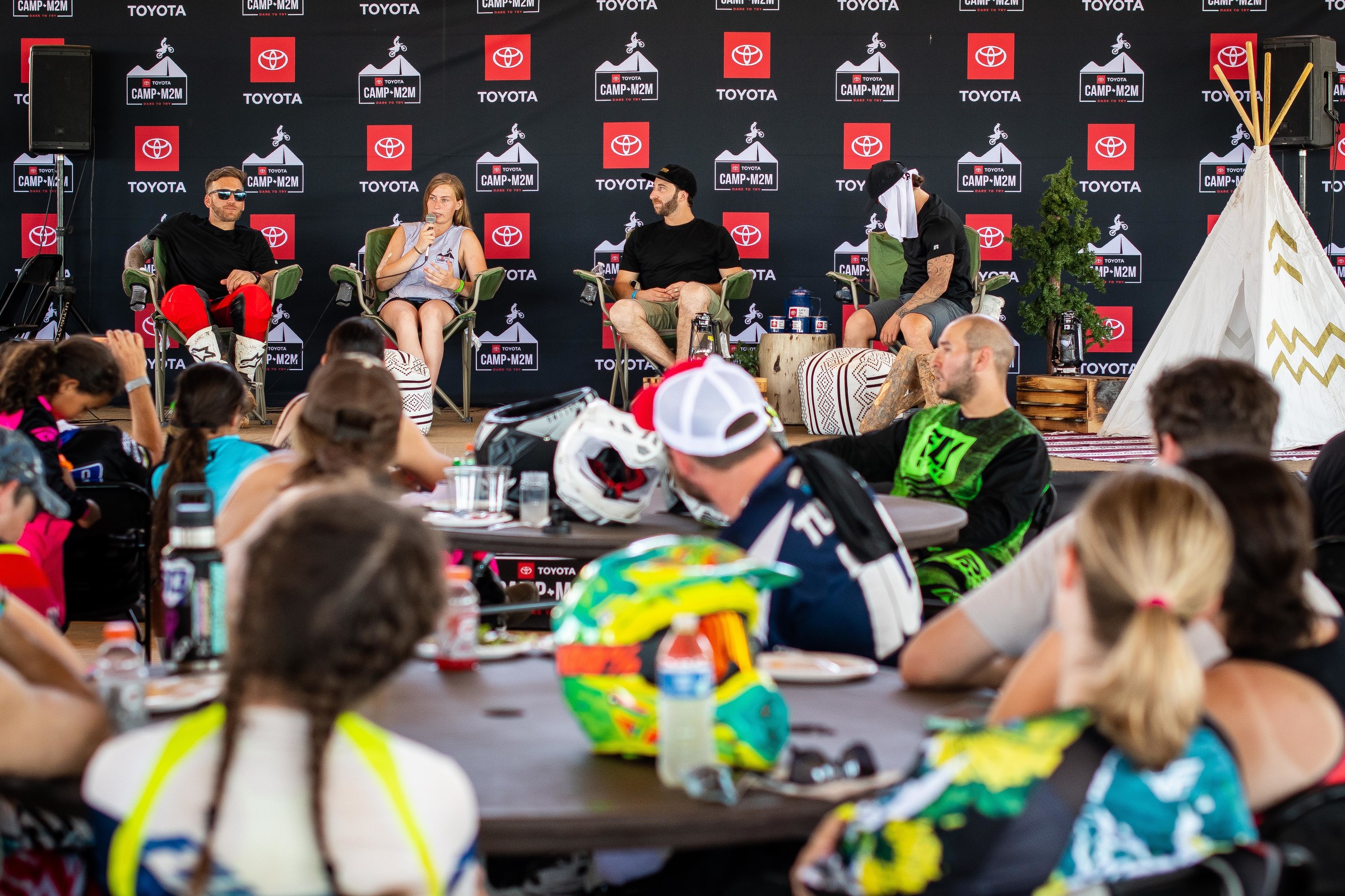 Peick, Jarvis, Jack Mitrani, and Louie Vito sharing their insight with the campers.