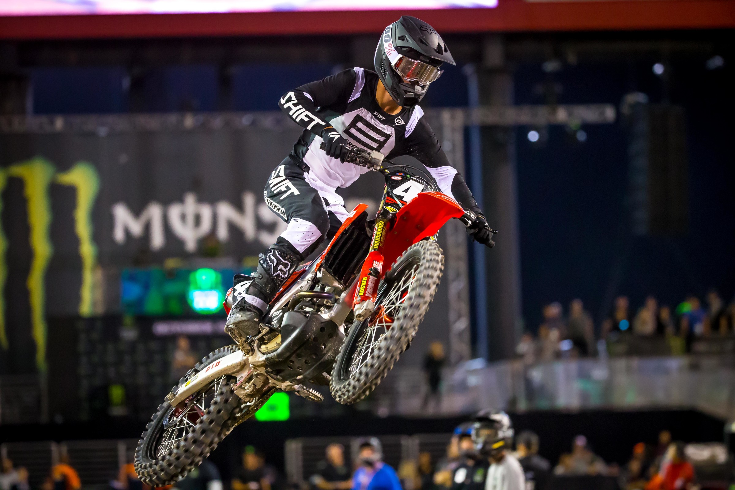 Jett Lawrence was impressive in his first supercross race as he finished 1-1 in the 250 Futures class at the Monster Energy Cup in October. Next weekend he will make his pro supercross debut at the AUS-X Open in Melbourne, Australia.