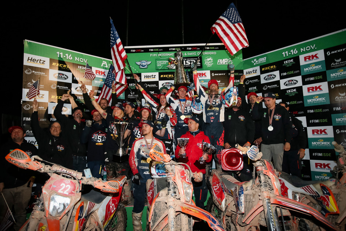 Team USA celebrating on the podium.