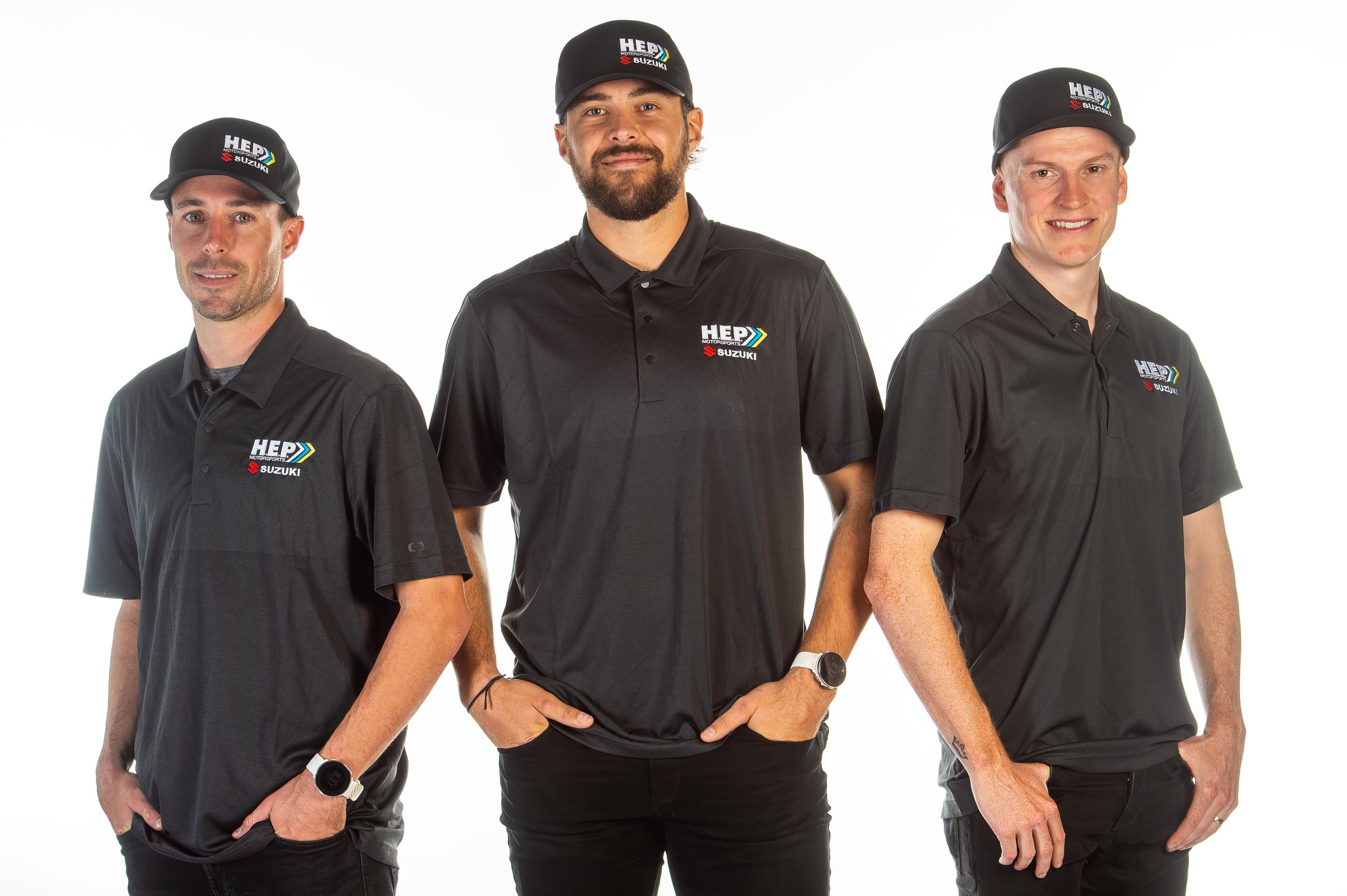 The 2020 HEP Motorsports Suzuki squad: Kyle Cunningham, Adam Enticknap, and Max Anstie.