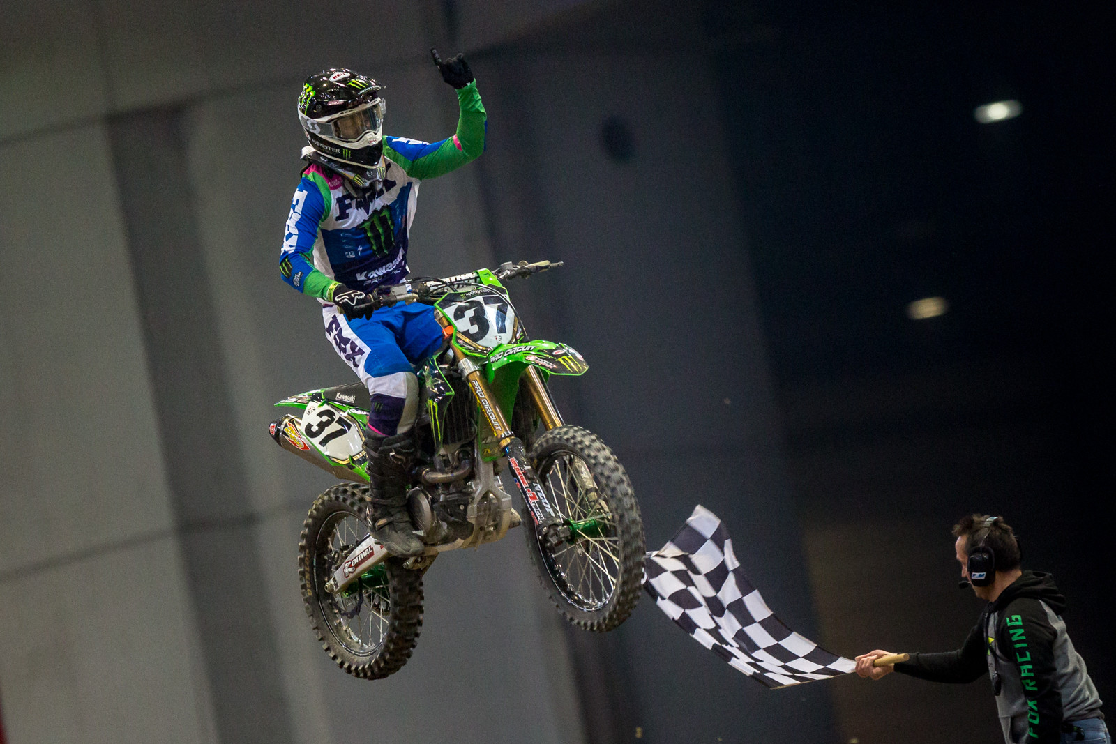 Marty taking the checkered flag Friday night.