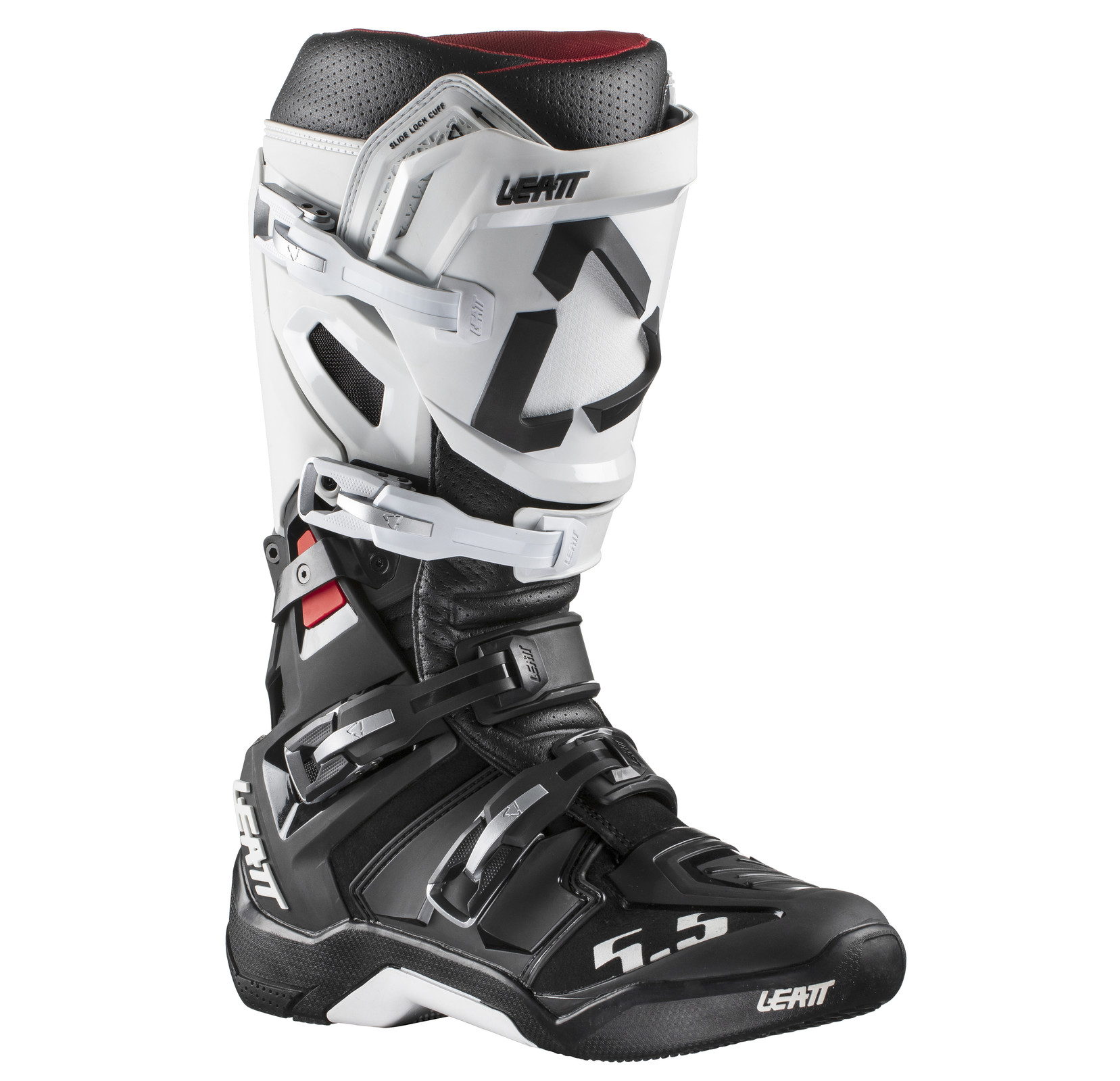 Leatt_Boot_GPX5_5FlexLock_WhtBlk_isoFront_3020002120c