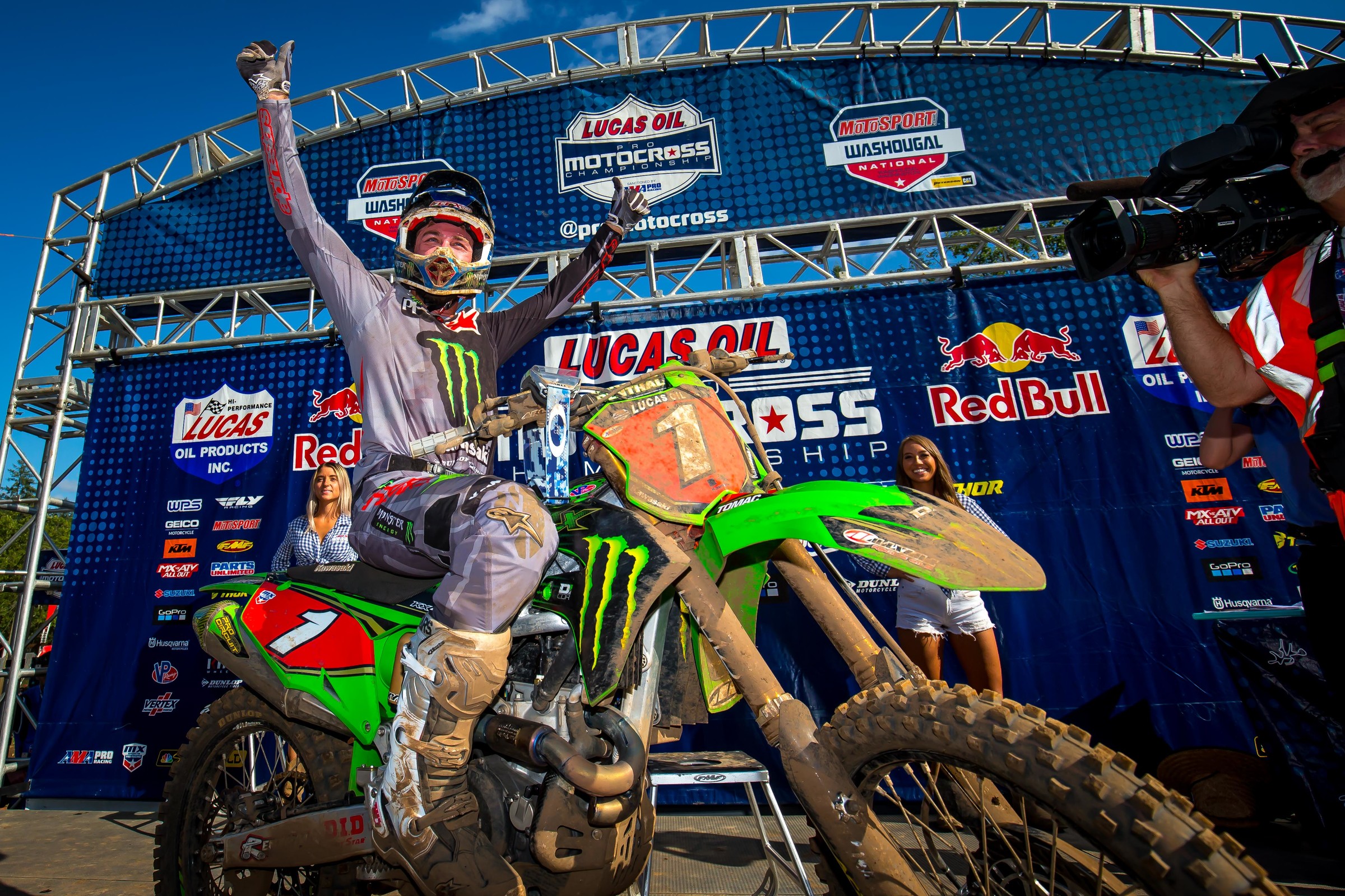 Eli Tomac after clinching the 2019 Lucas Oil Pro Motocross championship.