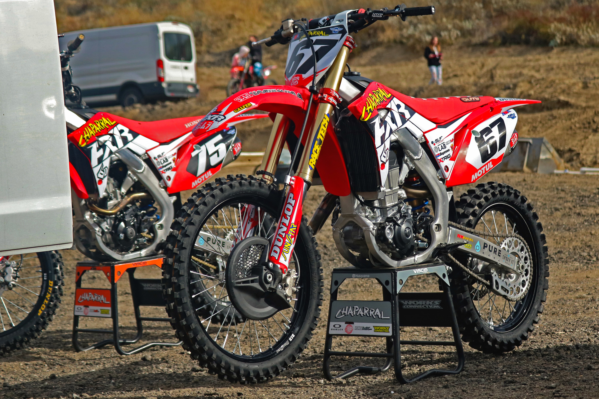 A look at the Honda CRF450R of Chaparral/FXR Honda Racing's Jerry Robin.
