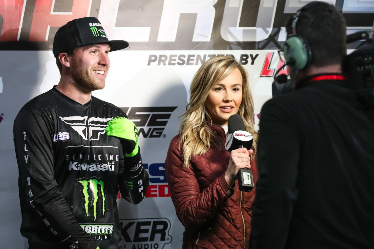 Team Babbitt's Rider, Kyle Bitterman, being interviewed by FS2's Kristen Beat.
