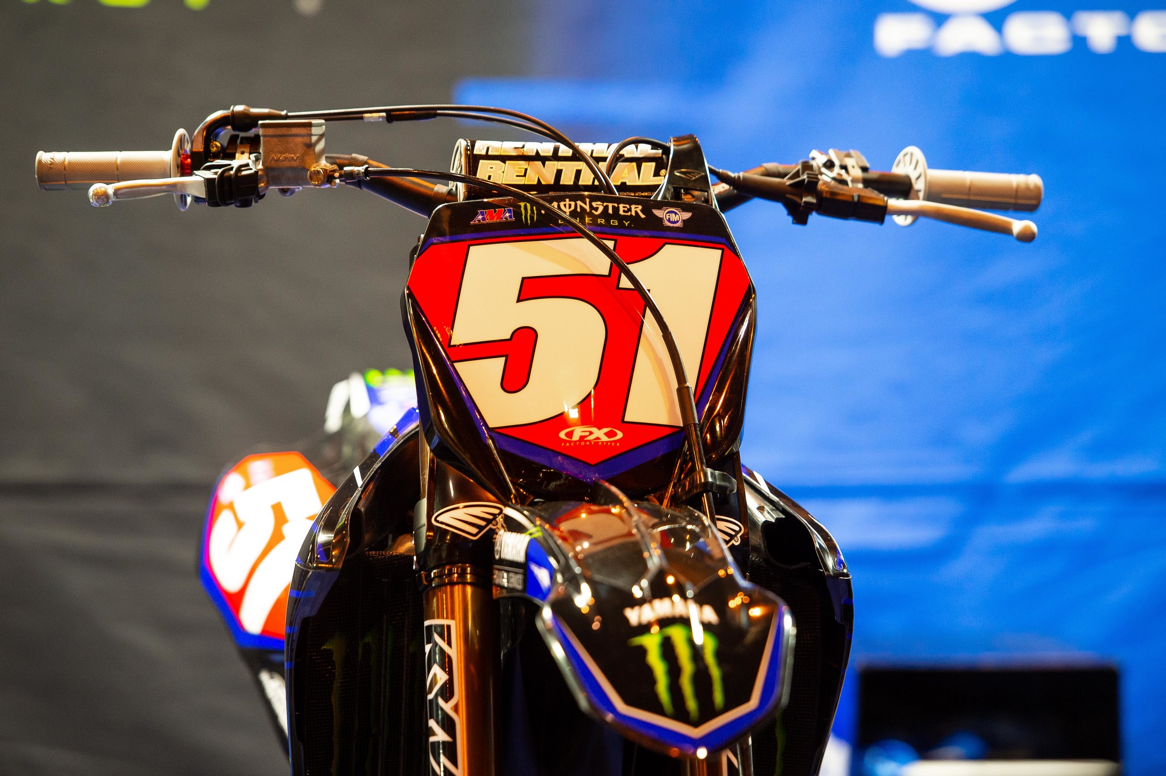 Red plates for Justin Barcia's Monster Energy Yamaha.