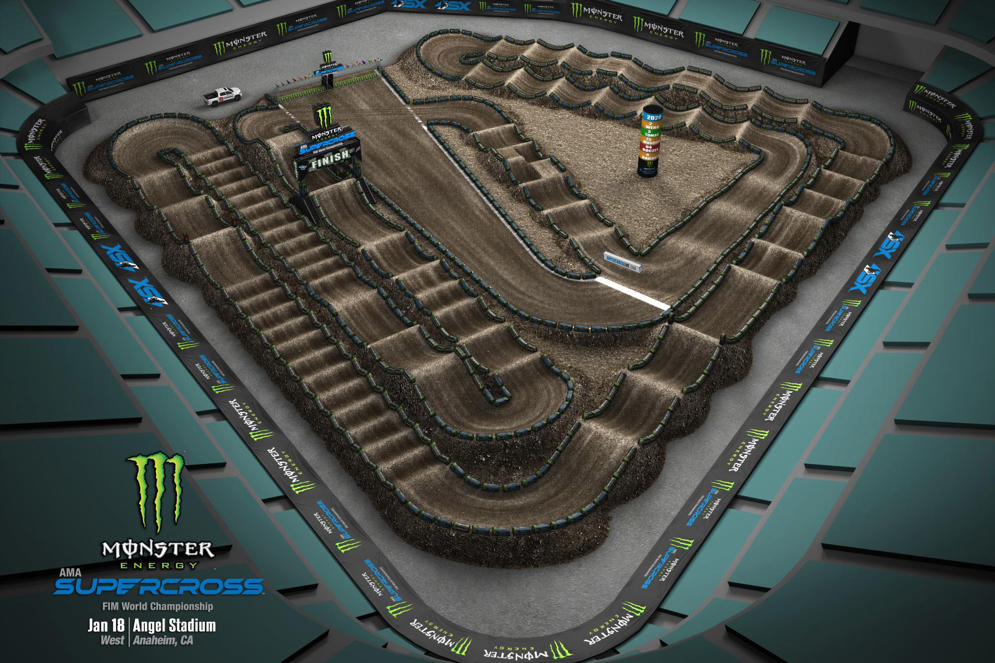 The 2020 Anaheim 2 track layout.
