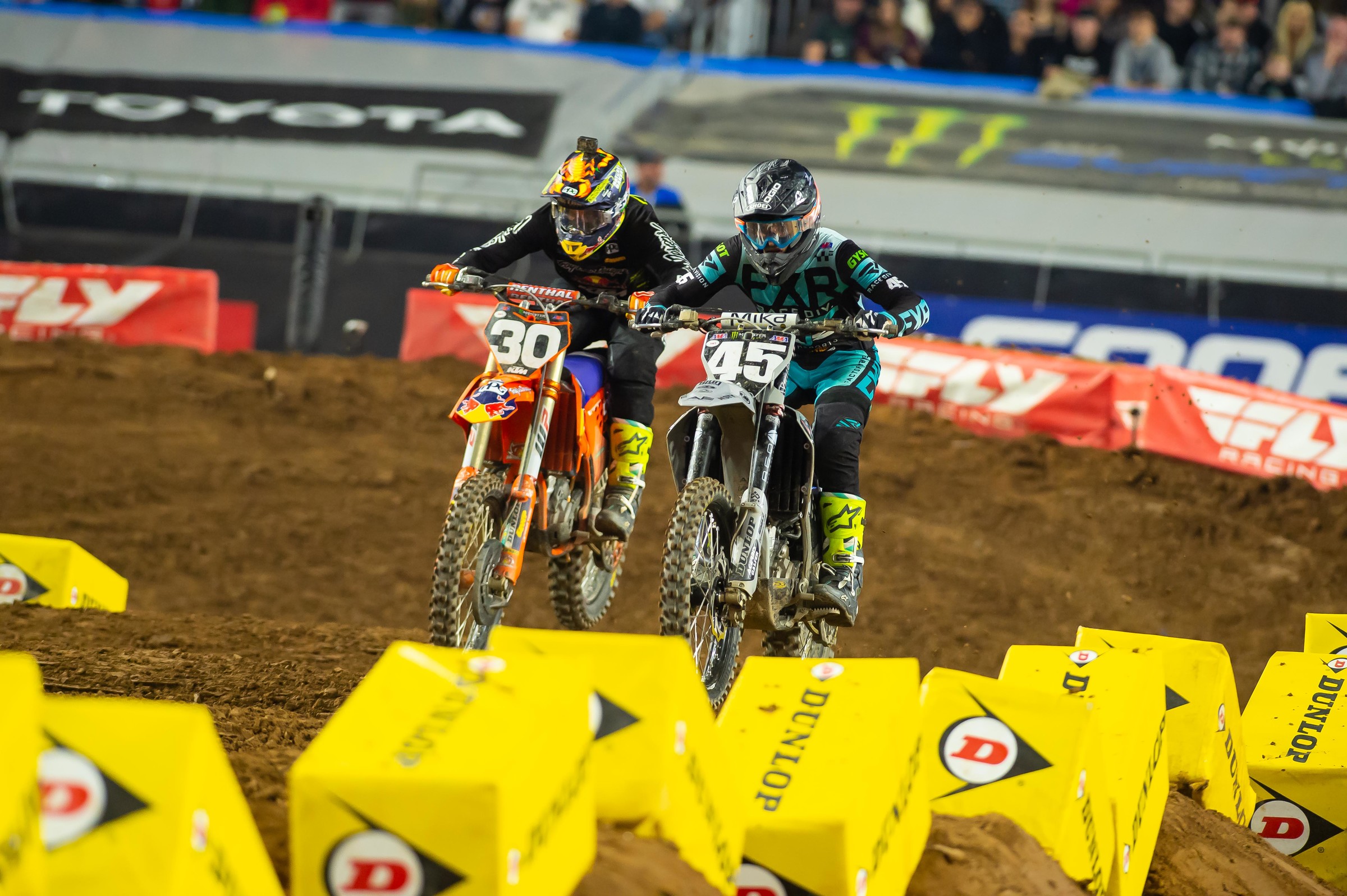 Hayes battling his former teammate Brandon Hartraft, who now races for Troy Lee Designs/Red Bull KTM. Hayes and Hartranft raced for the Cycle Trader/Rock River Yamaha team last year.