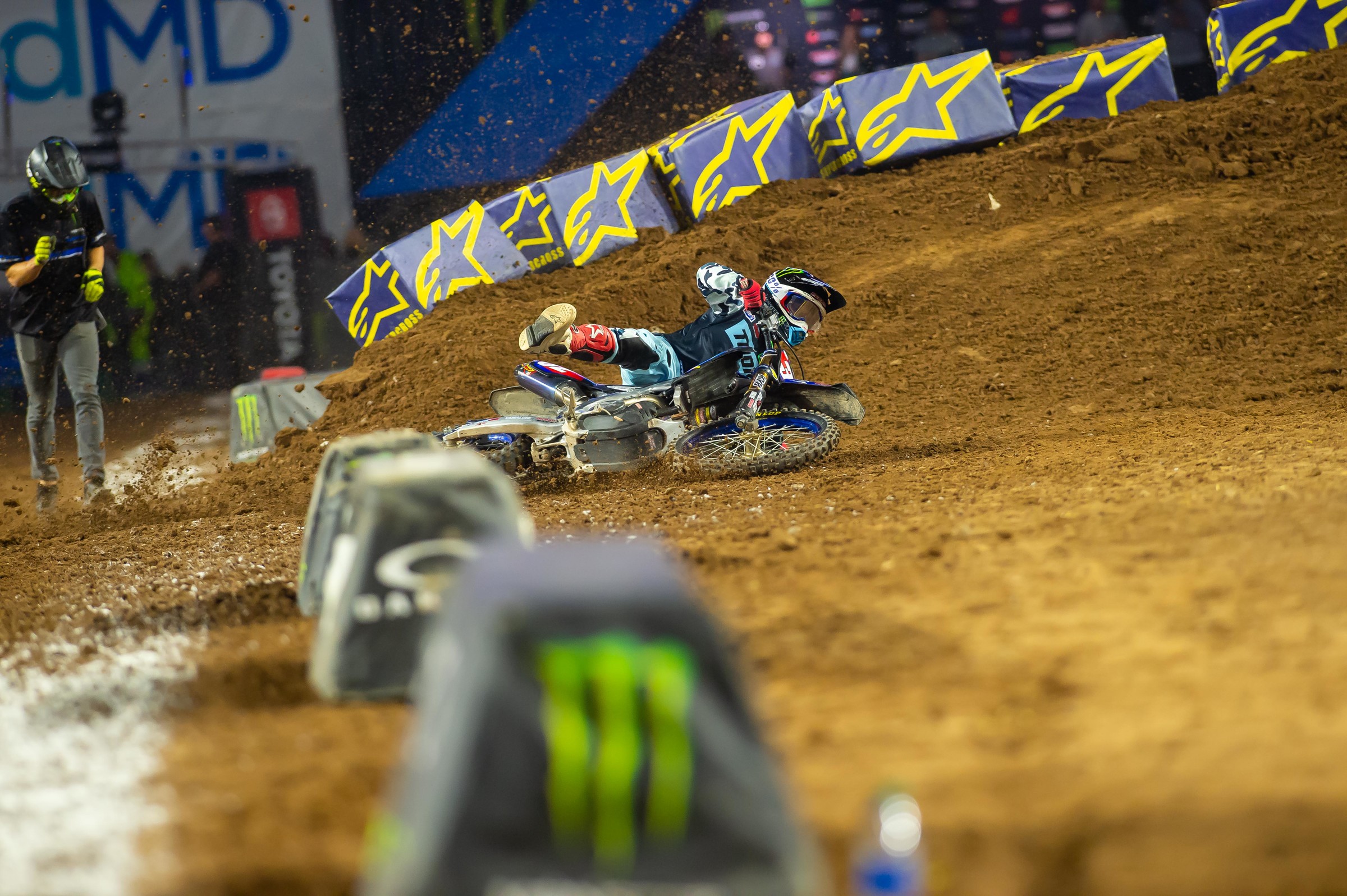 Justin Cooper fell victim to the slippery track surface a few times at Glendale.