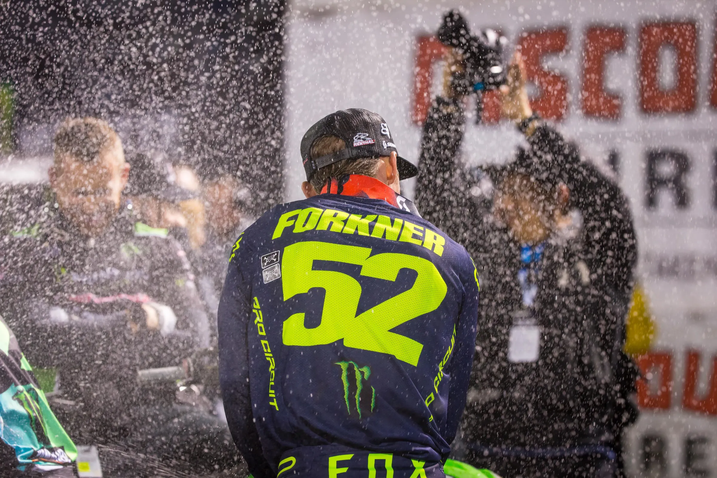 Forkner didn't get the finish he really wanted, but that' didn't stop him from spraying champagne! He now heads into San Diego trailing Dylan Ferrandis by ten.