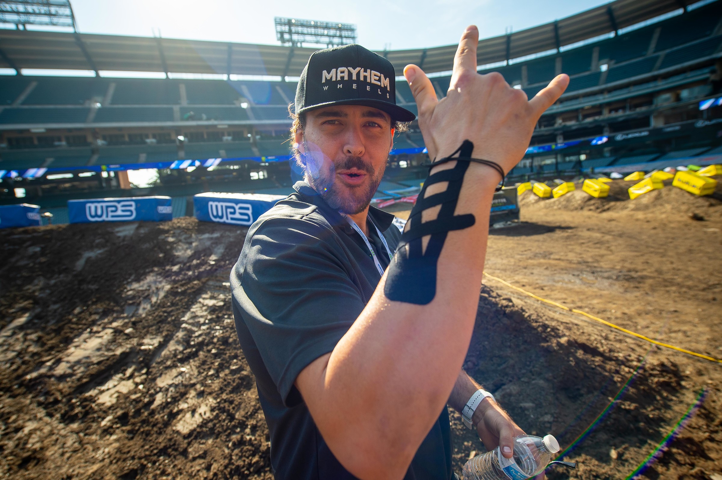 Adam Enticknap shows off his bowling form.