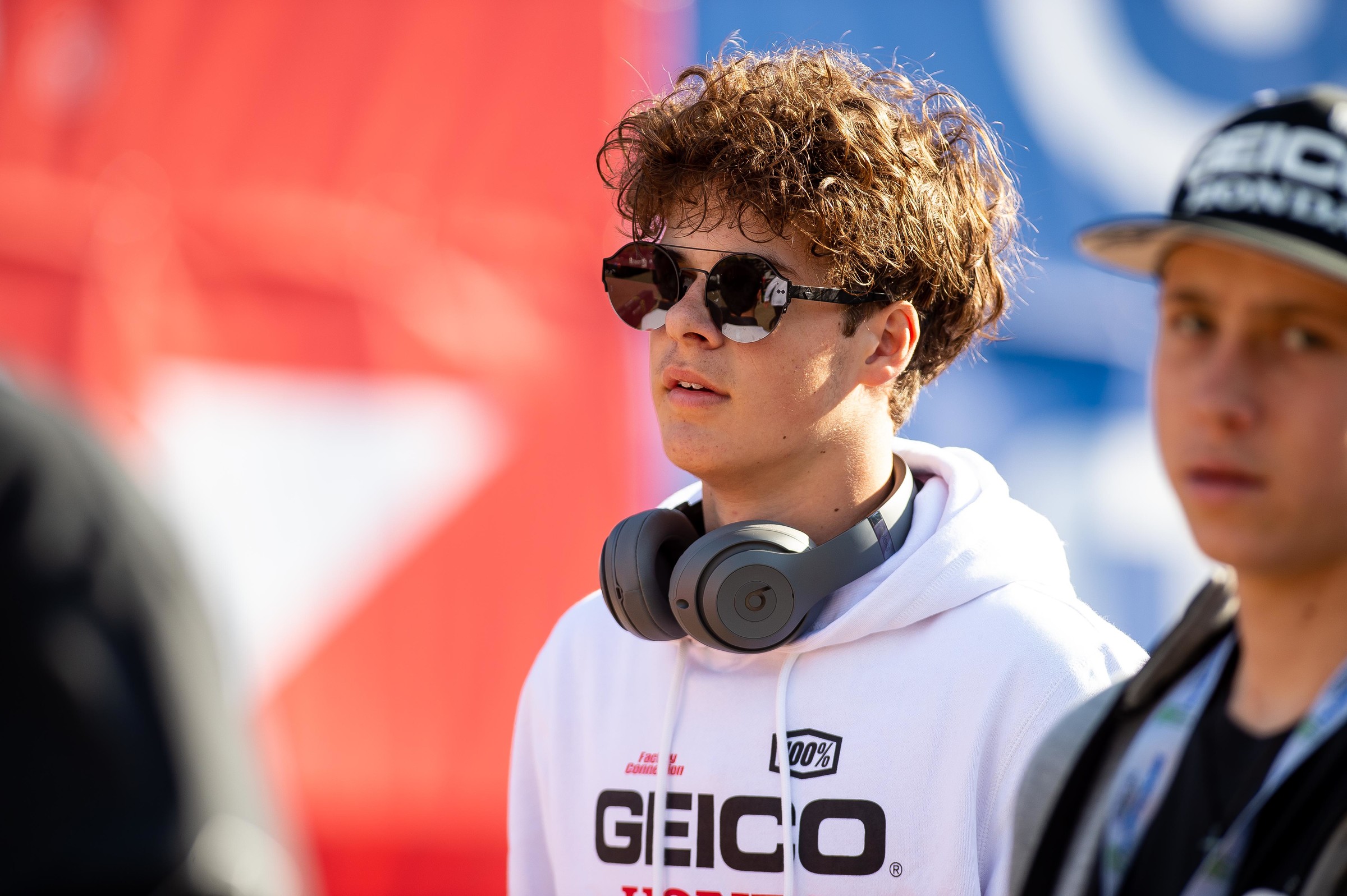 Jett Lawrence soaks in the Anaheim 1 track walk.