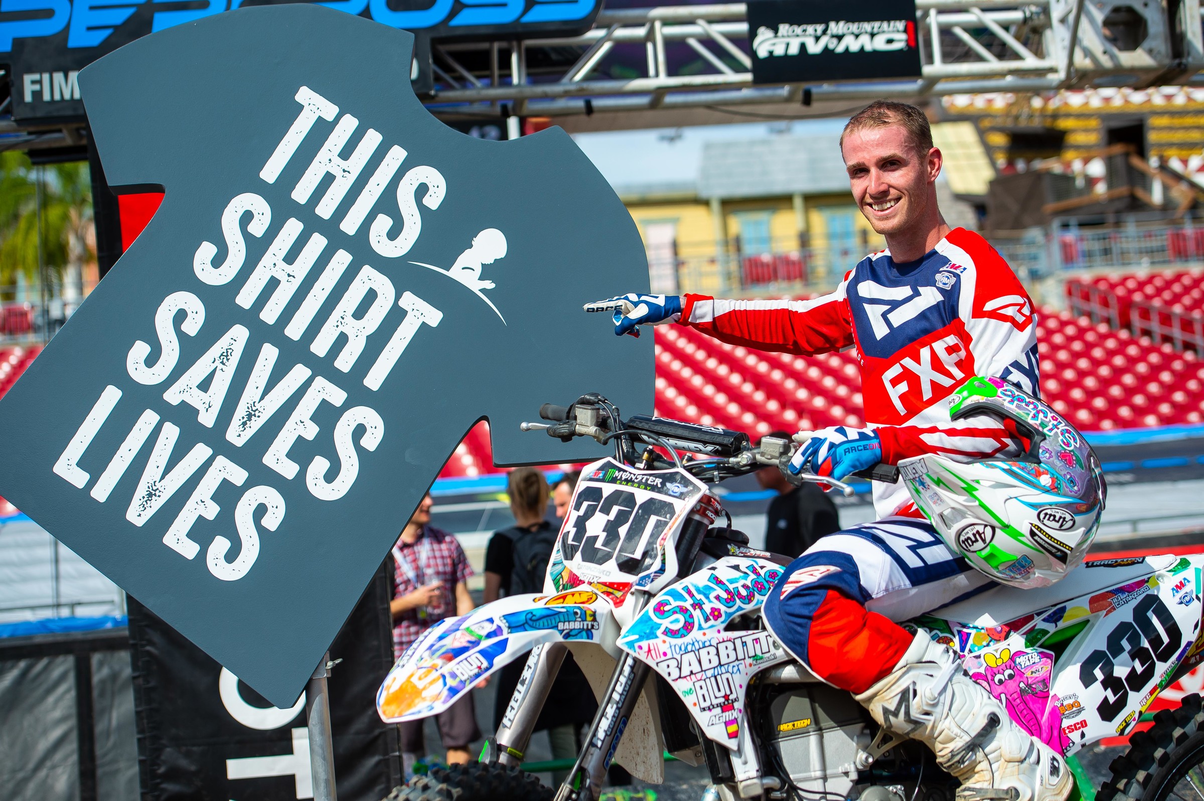 AJ Catanzaro supporting the This Shirt Saves Lives movement at Raymond James Stadium.