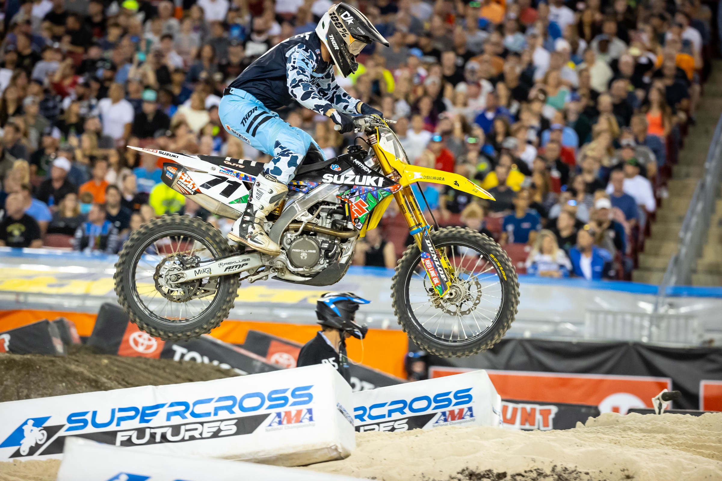 HEP Motorsports Suzuki's Ryan Breece aboard his Suzuki RM-Z450, tricked out with some St. Jude graphics.