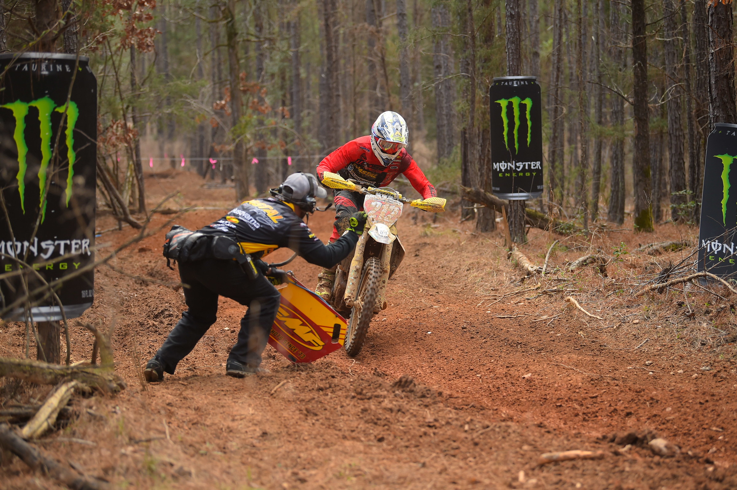 Ricky Russell getting a little reminder from former champion Barry Hawk.