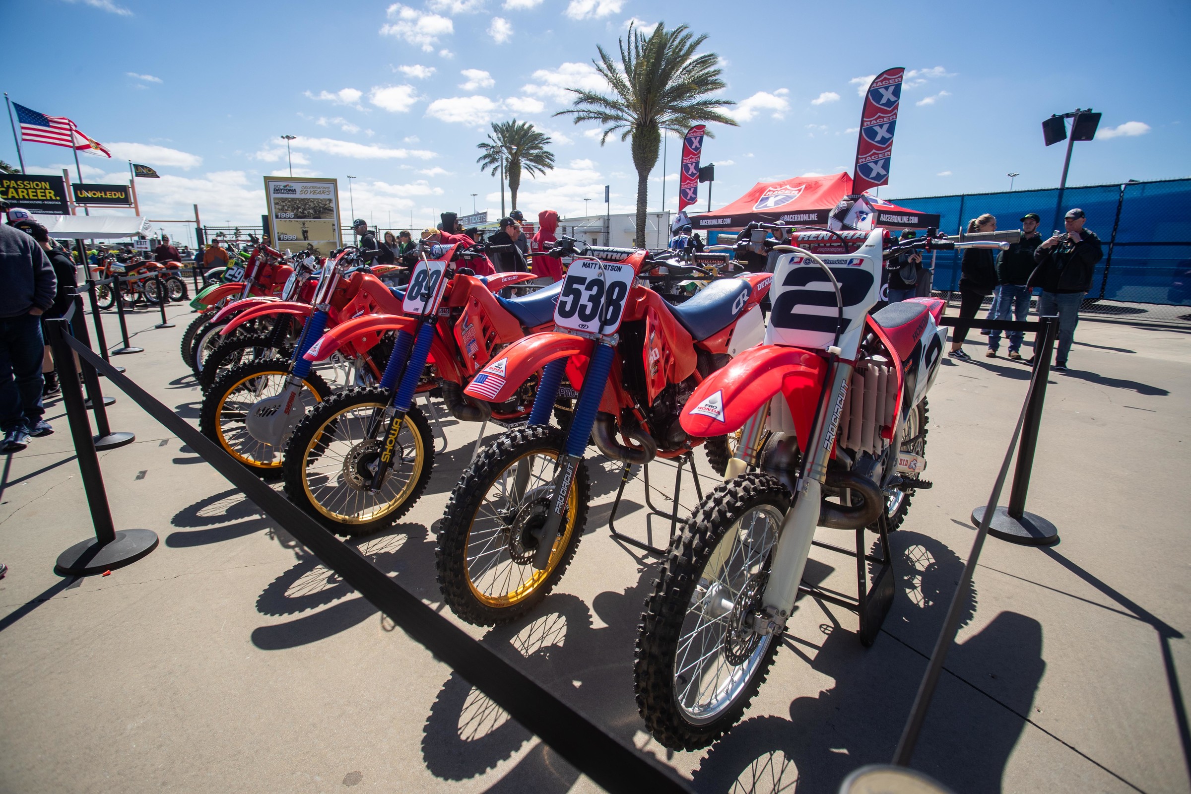 If you’re here at the Speedway, make sure to stop by the Racer X vintage bike show in the fan zone to see a variety of bikes from the last 50 years.