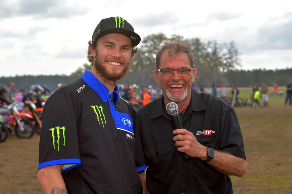 Yamaha's Aaron Plessinger attended the Wild Boar GNCC Sunday as the Grand Marshal of the event to sign autographs and cheer on the riders.