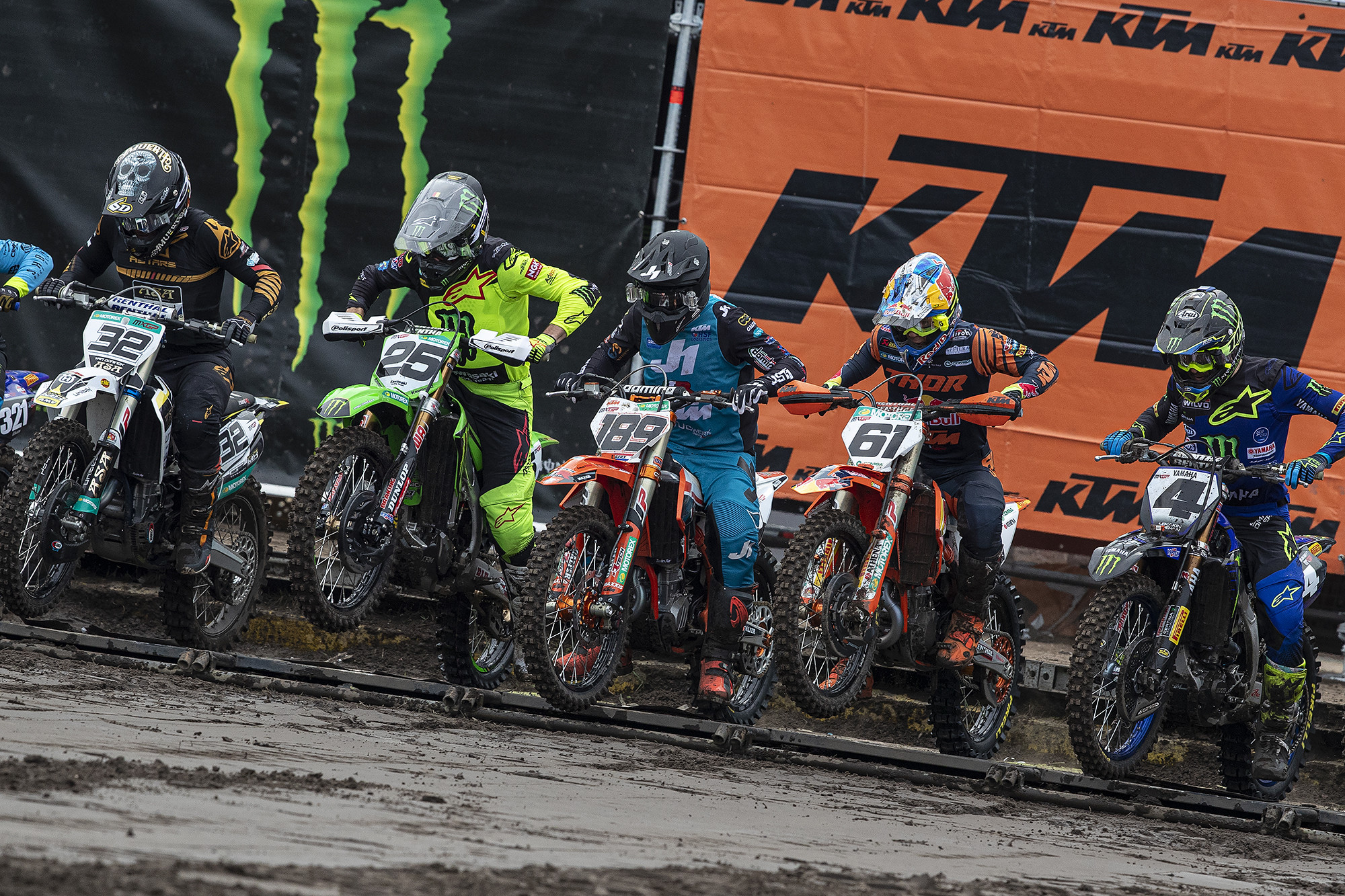 The MXGP class dropping the gate in Valkenswaard.