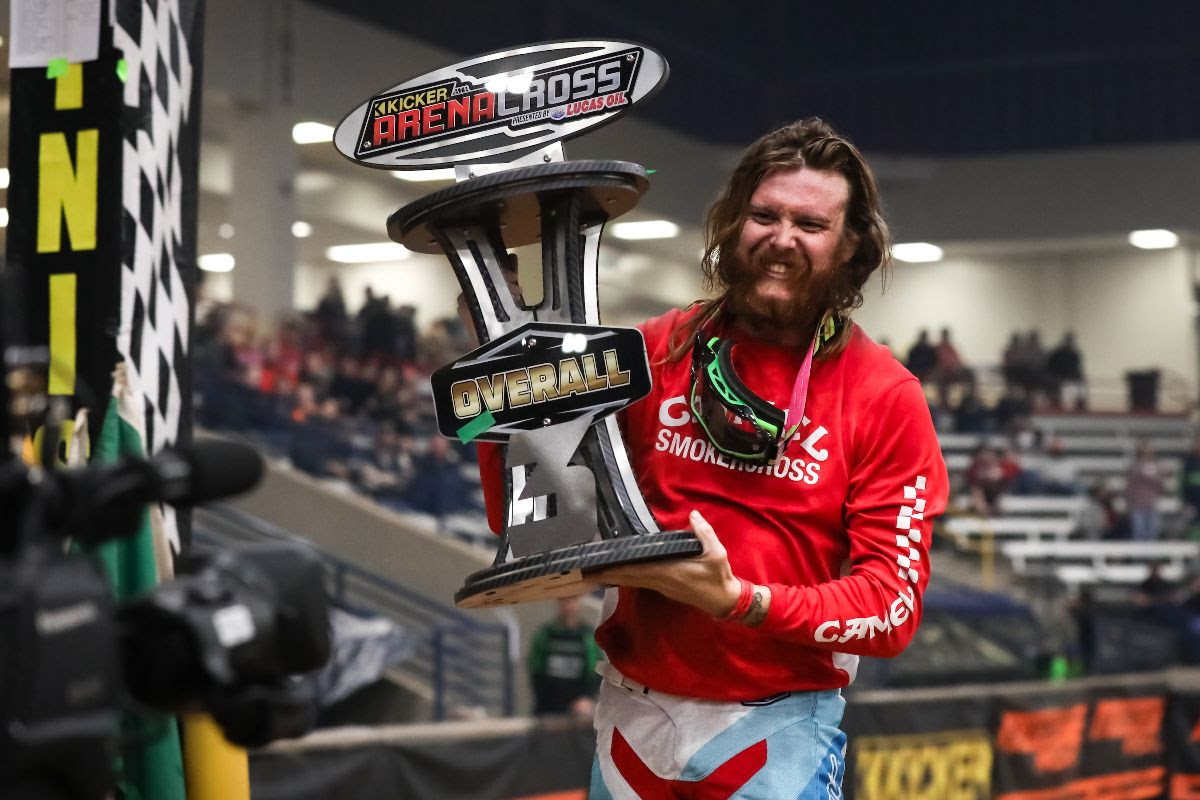 Privateer Gared Steinke celebrating his third place overall finish in the series and his successful night in Amarillo, TX.
